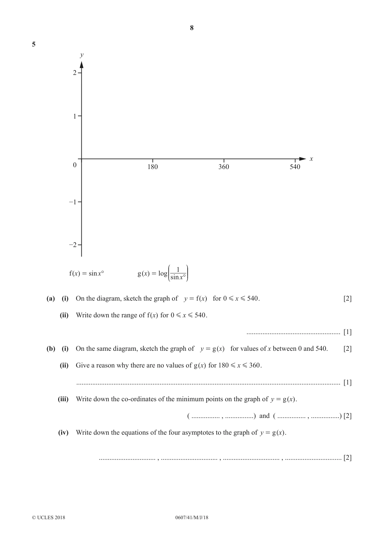 Cambridge IGCSE Mathematics - International 0607 2018 May/June Paper 4 · Variant 1 question paper, page 8 of 20