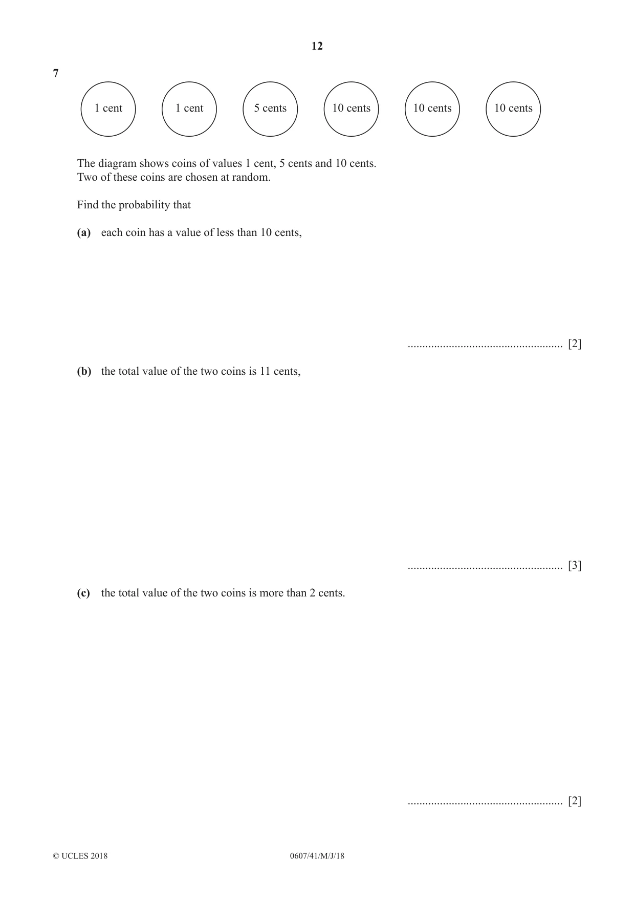 Cambridge IGCSE Mathematics - International 0607 2018 May/June Paper 4 · Variant 1 question paper, page 12 of 20