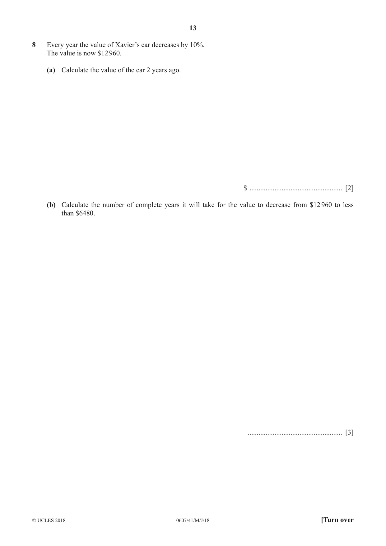 Cambridge IGCSE Mathematics - International 0607 2018 May/June Paper 4 · Variant 1 question paper, page 13 of 20