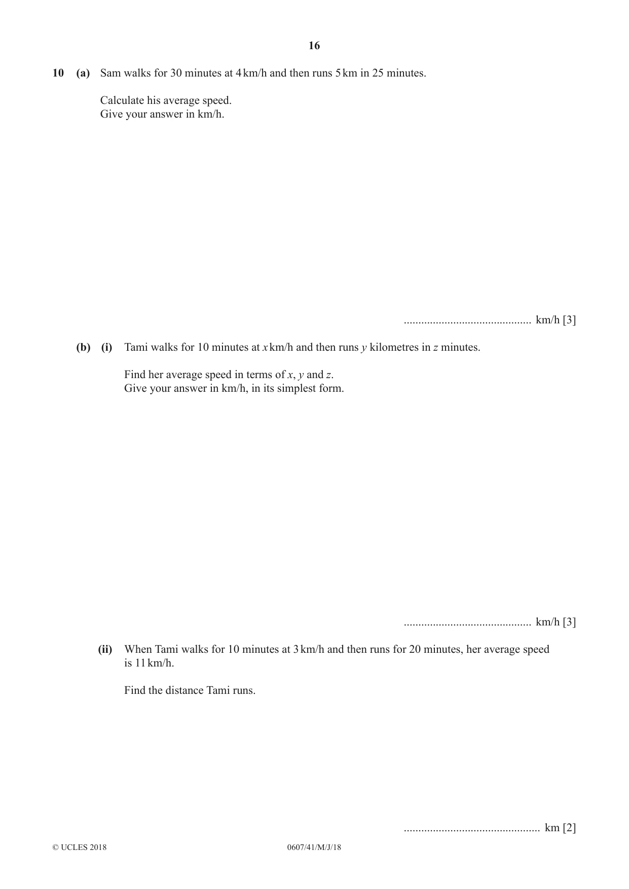 Cambridge IGCSE Mathematics - International 0607 2018 May/June Paper 4 · Variant 1 question paper, page 16 of 20