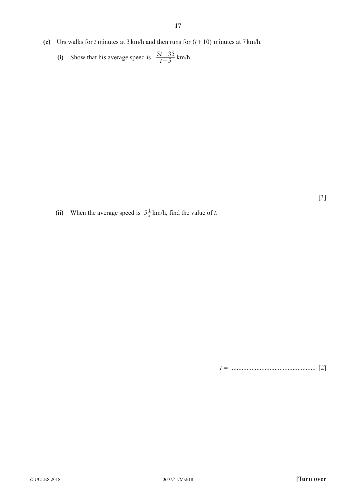 Cambridge IGCSE Mathematics - International 0607 2018 May/June Paper 4 · Variant 1 question paper, page 17 of 20