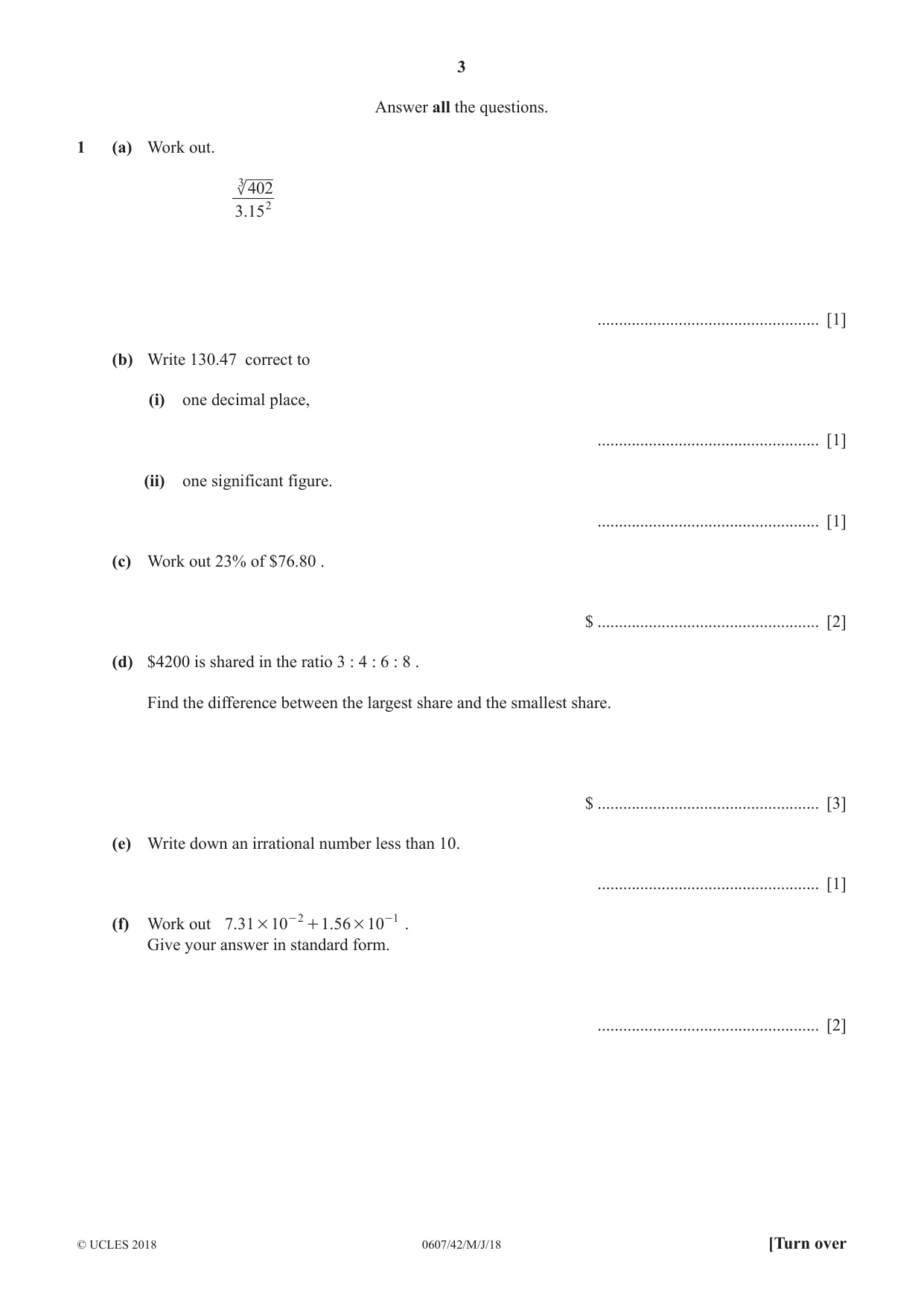 Cambridge IGCSE Mathematics - International 0607 2018 May/June Paper 4 · Variant 2 question paper, page 3 of 20