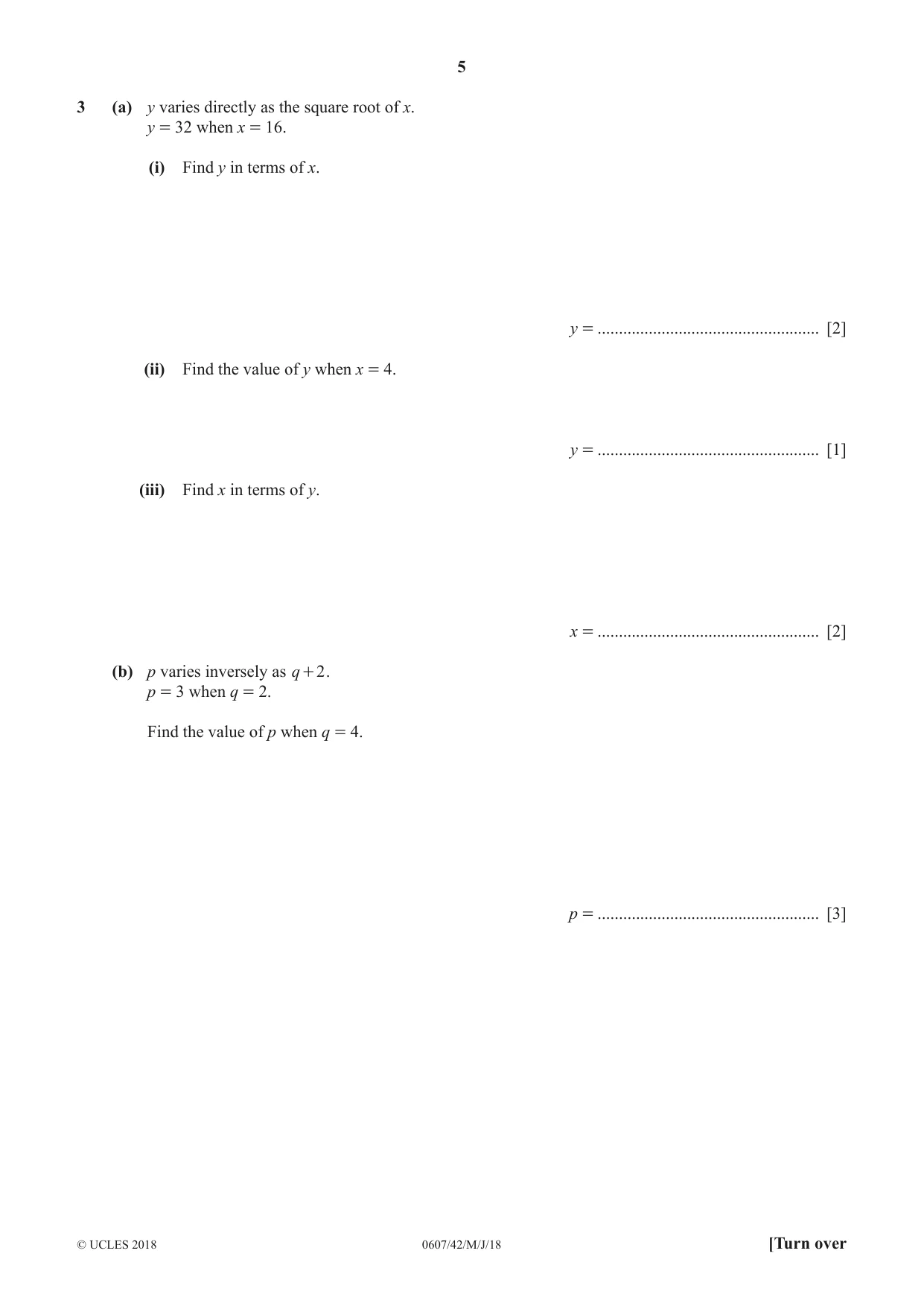 Cambridge IGCSE Mathematics - International 0607 2018 May/June Paper 4 · Variant 2 question paper, page 5 of 20