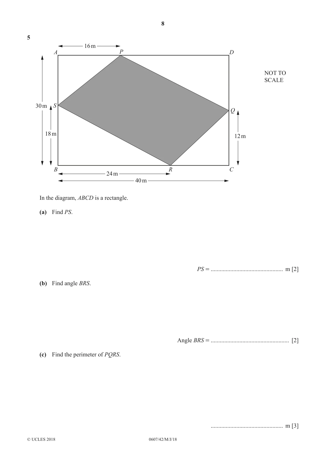 Cambridge IGCSE Mathematics - International 0607 2018 May/June Paper 4 · Variant 2 question paper, page 8 of 20