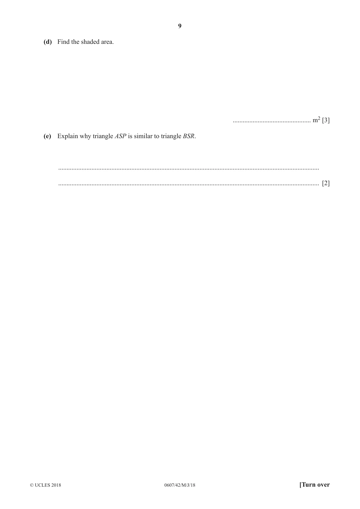 Cambridge IGCSE Mathematics - International 0607 2018 May/June Paper 4 · Variant 2 question paper, page 9 of 20