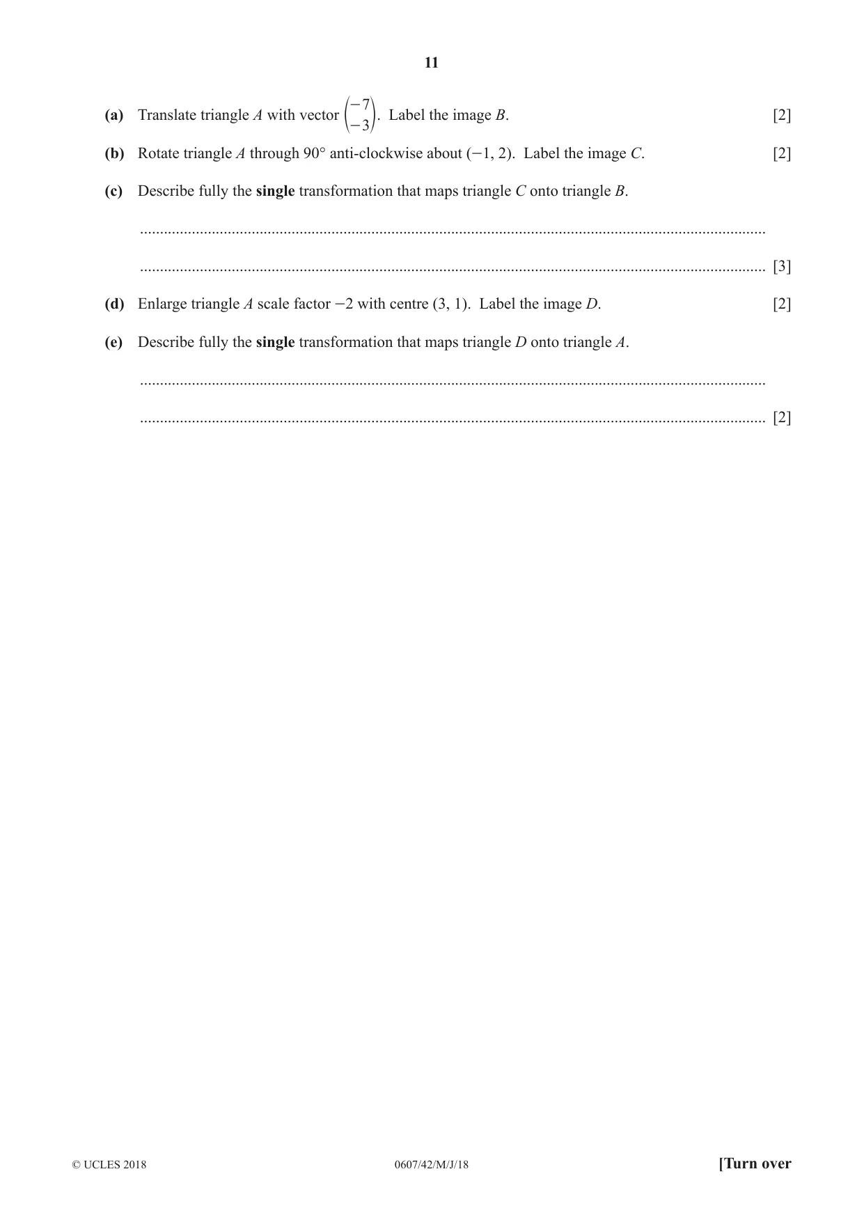 Cambridge IGCSE Mathematics - International 0607 2018 May/June Paper 4 · Variant 2 question paper, page 11 of 20