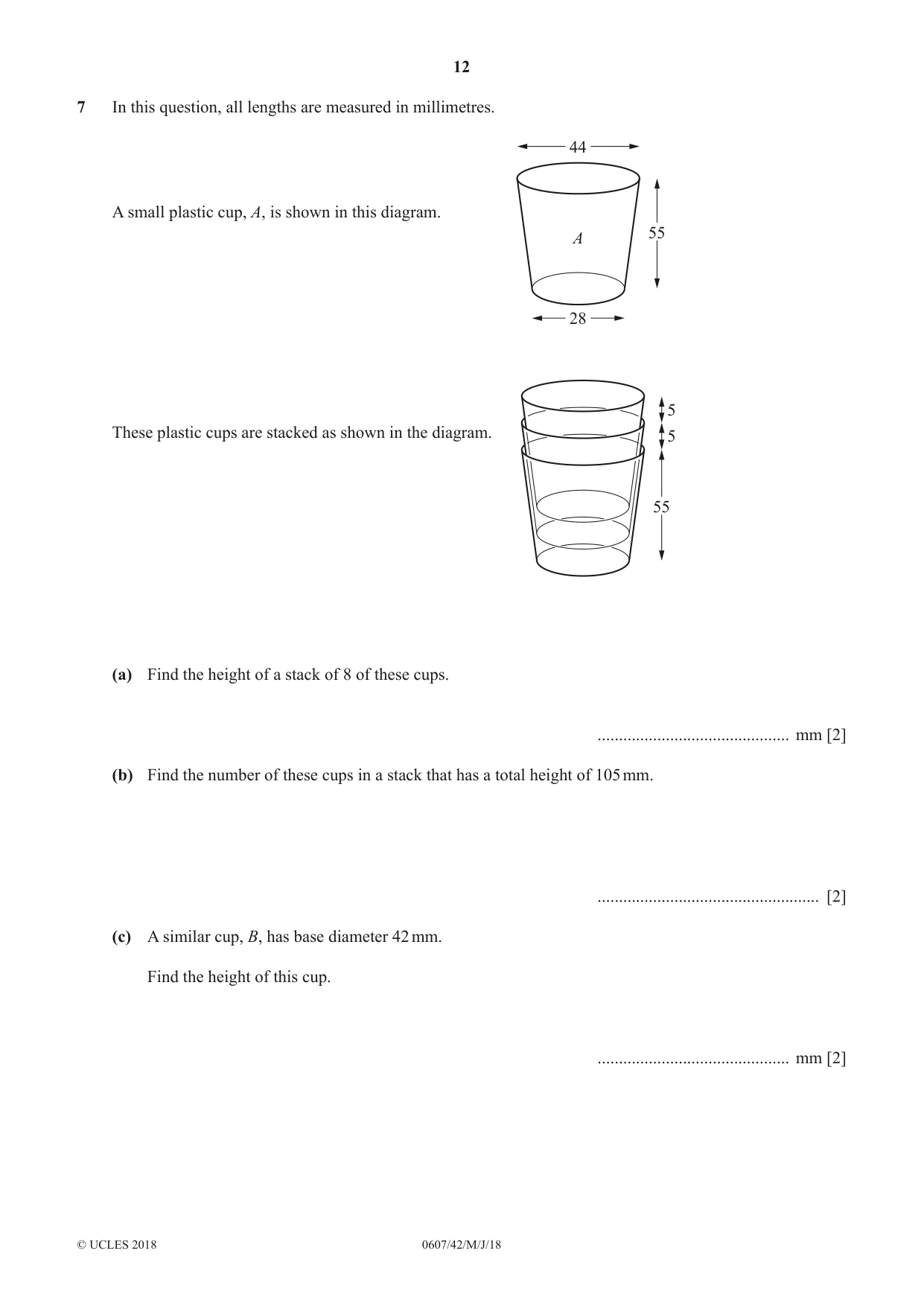 Cambridge IGCSE Mathematics - International 0607 2018 May/June Paper 4 · Variant 2 question paper, page 12 of 20