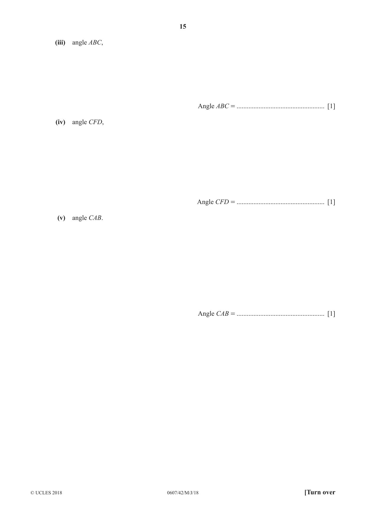 Cambridge IGCSE Mathematics - International 0607 2018 May/June Paper 4 · Variant 2 question paper, page 15 of 20