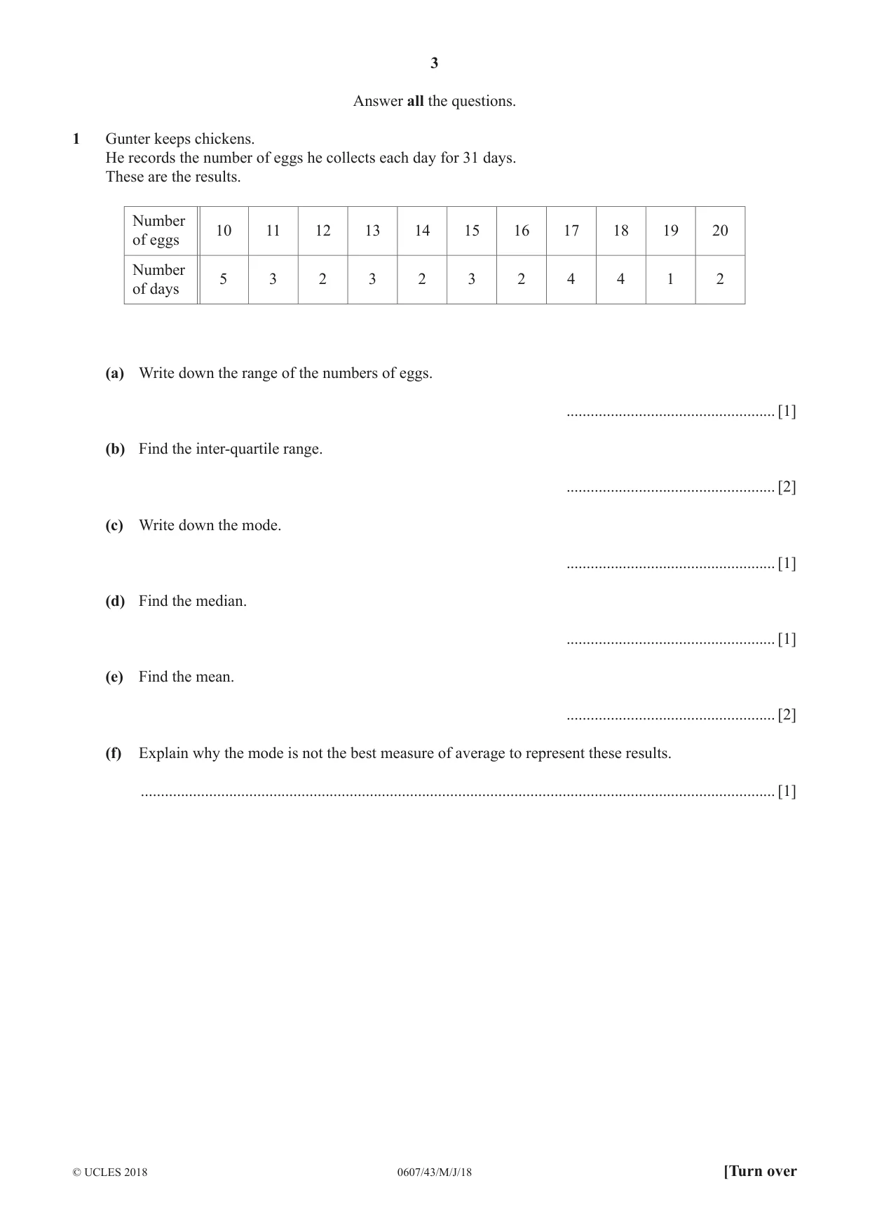 Cambridge IGCSE Mathematics - International 0607 2018 May/June Paper 4 · Variant 3 question paper, page 3 of 20