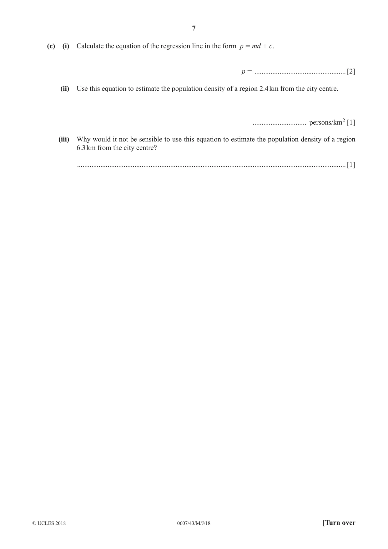 Cambridge IGCSE Mathematics - International 0607 2018 May/June Paper 4 · Variant 3 question paper, page 7 of 20