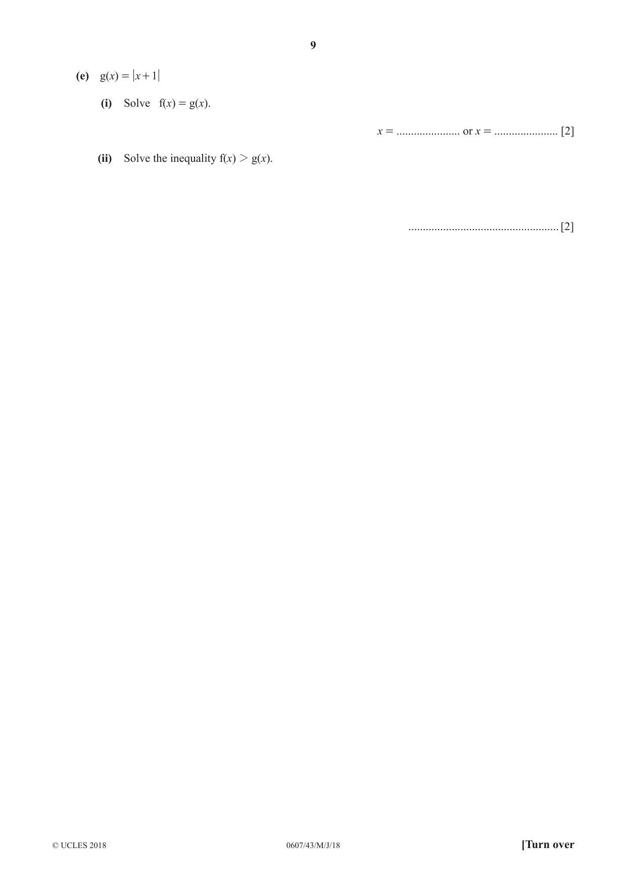 Cambridge IGCSE Mathematics - International 0607 2018 May/June Paper 4 · Variant 3 question paper, page 9 of 20
