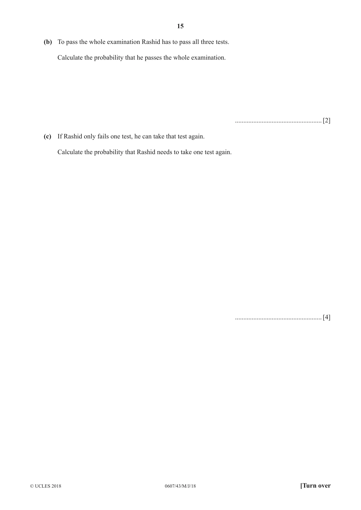 Cambridge IGCSE Mathematics - International 0607 2018 May/June Paper 4 · Variant 3 question paper, page 15 of 20