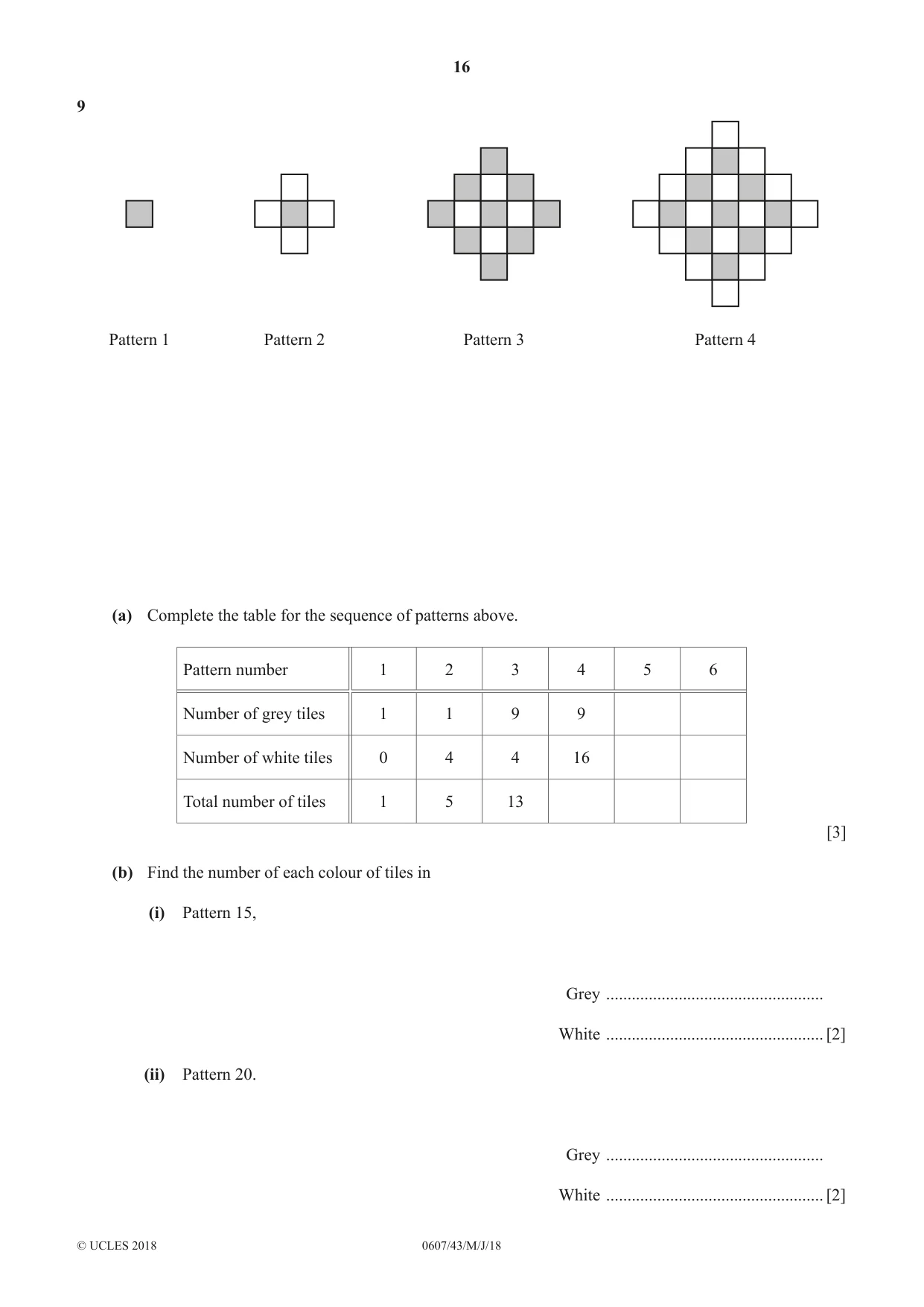 Cambridge IGCSE Mathematics - International 0607 2018 May/June Paper 4 · Variant 3 question paper, page 16 of 20