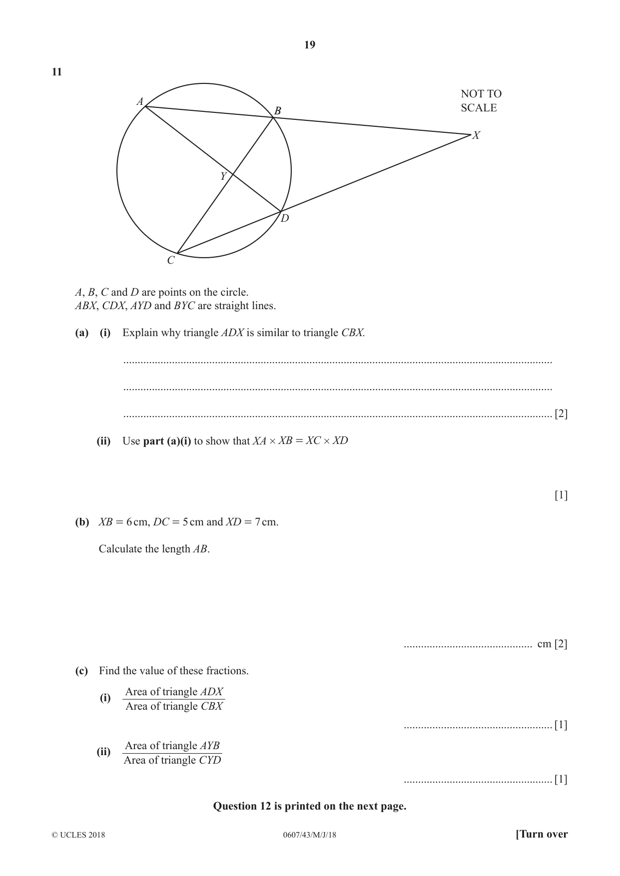 Cambridge IGCSE Mathematics - International 0607 2018 May/June Paper 4 · Variant 3 question paper, page 19 of 20