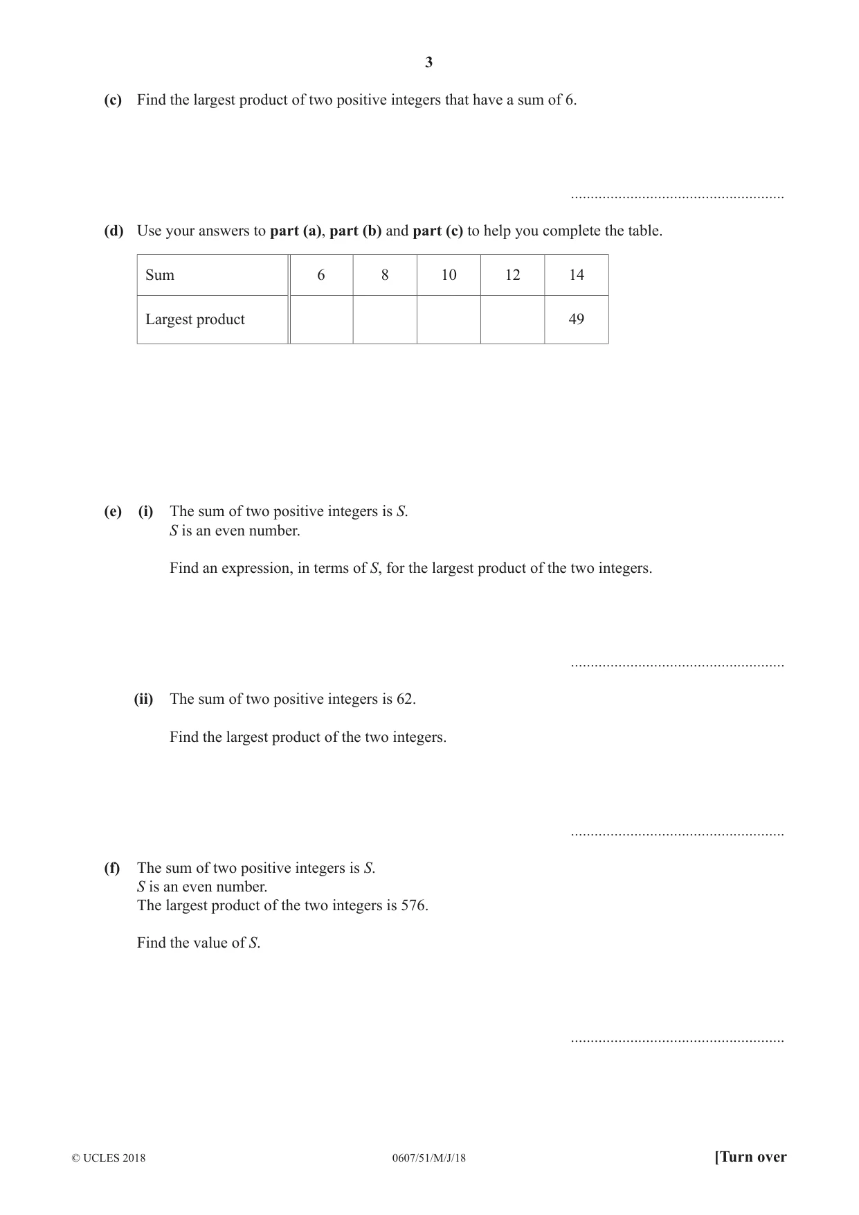 Cambridge IGCSE Mathematics - International 0607 2018 May/June Paper 5 · Variant 1 question paper, page 3 of 8