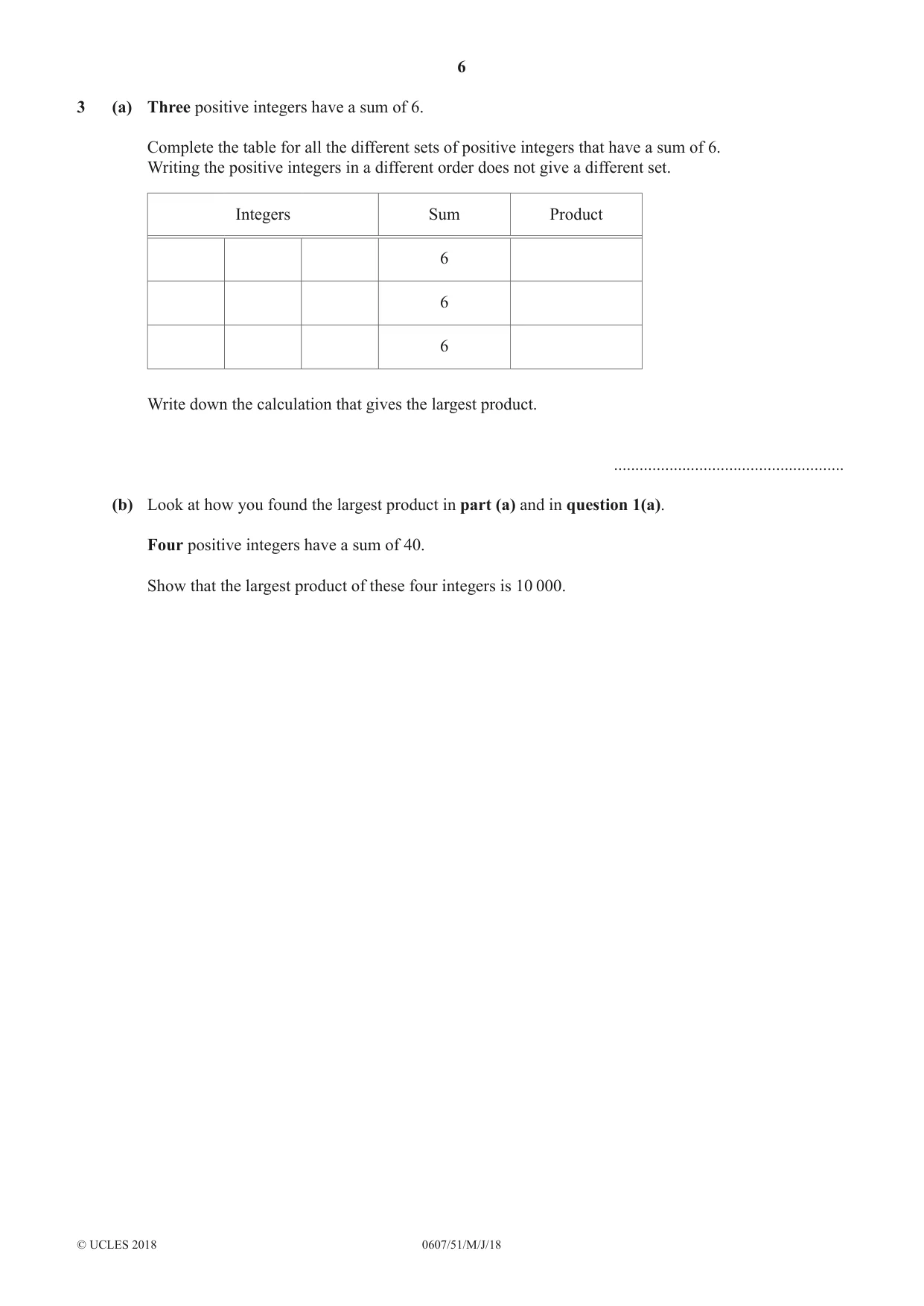 Cambridge IGCSE Mathematics - International 0607 2018 May/June Paper 5 · Variant 1 question paper, page 6 of 8