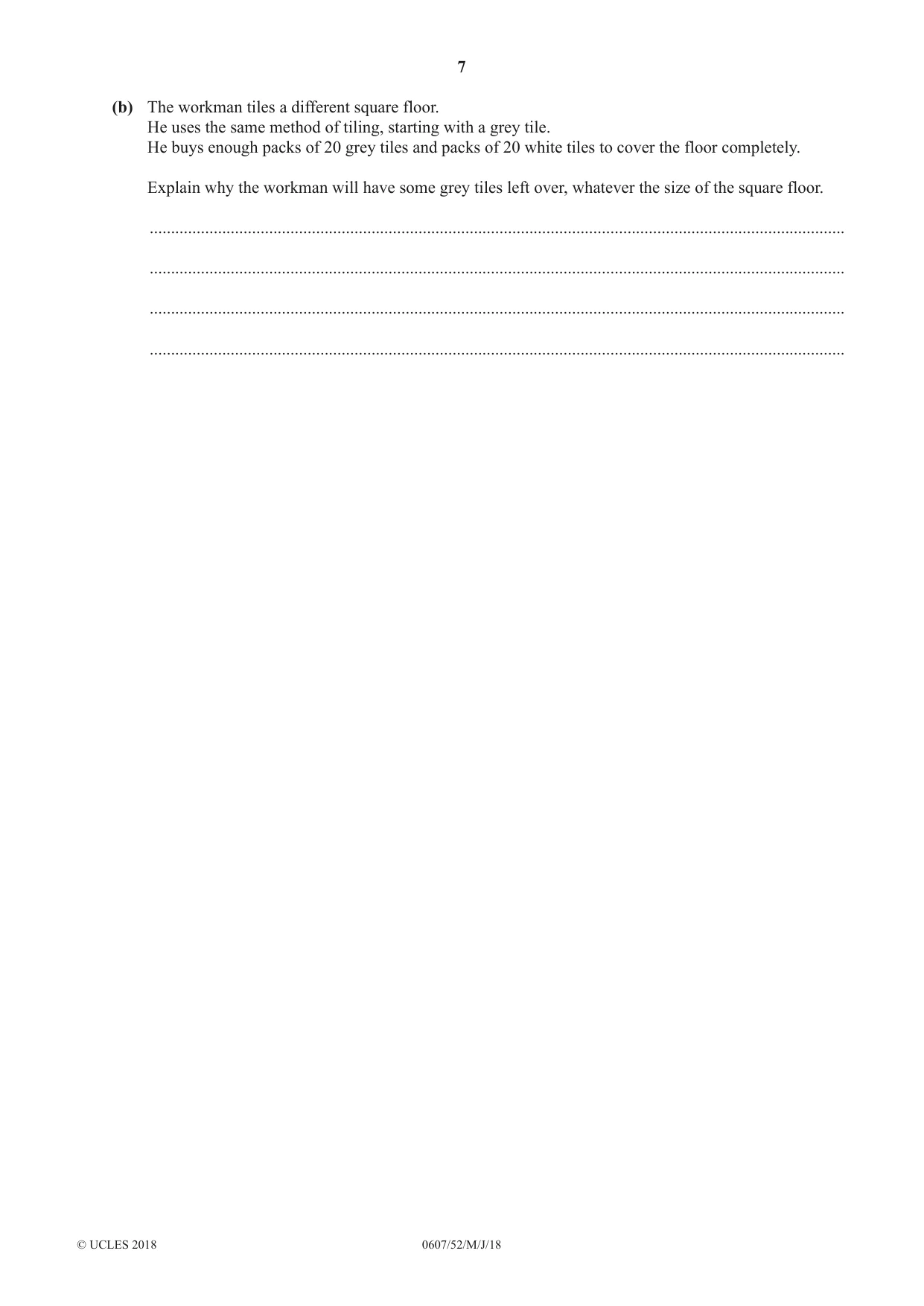 Cambridge IGCSE Mathematics - International 0607 2018 May/June Paper 5 · Variant 2 question paper, page 7 of 8