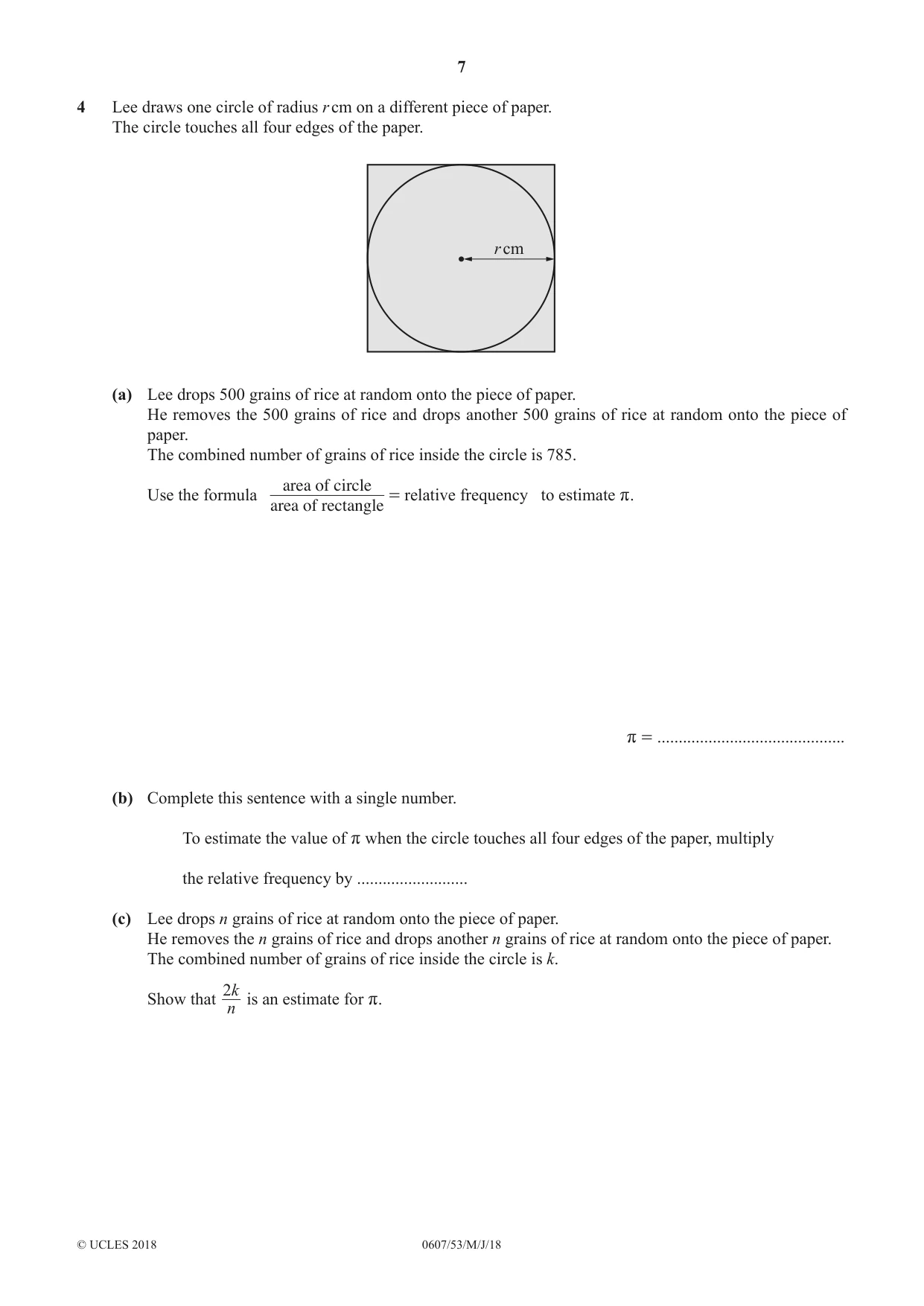Cambridge IGCSE Mathematics - International 0607 2018 May/June Paper 5 · Variant 3 question paper, page 7 of 8
