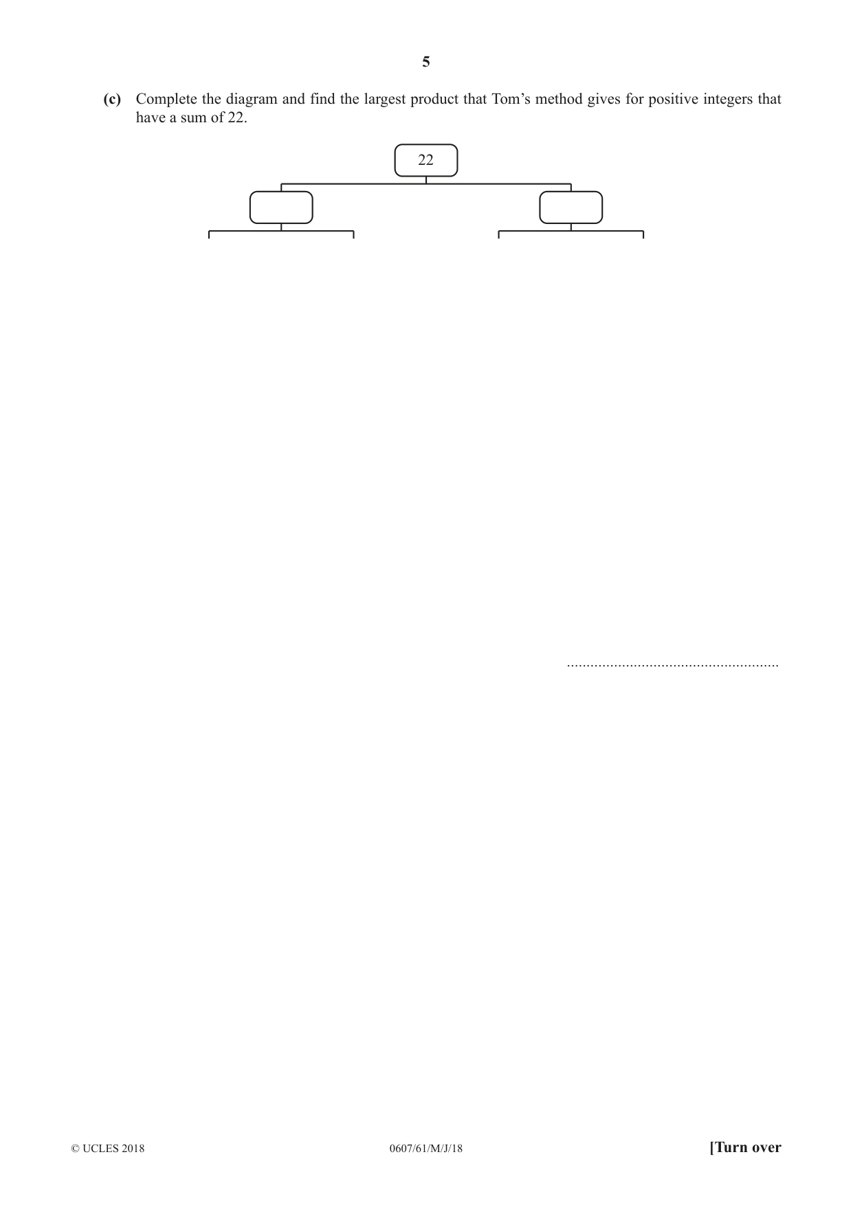Cambridge IGCSE Mathematics - International 0607 2018 May/June Paper 6 · Variant 1 question paper, page 5 of 12