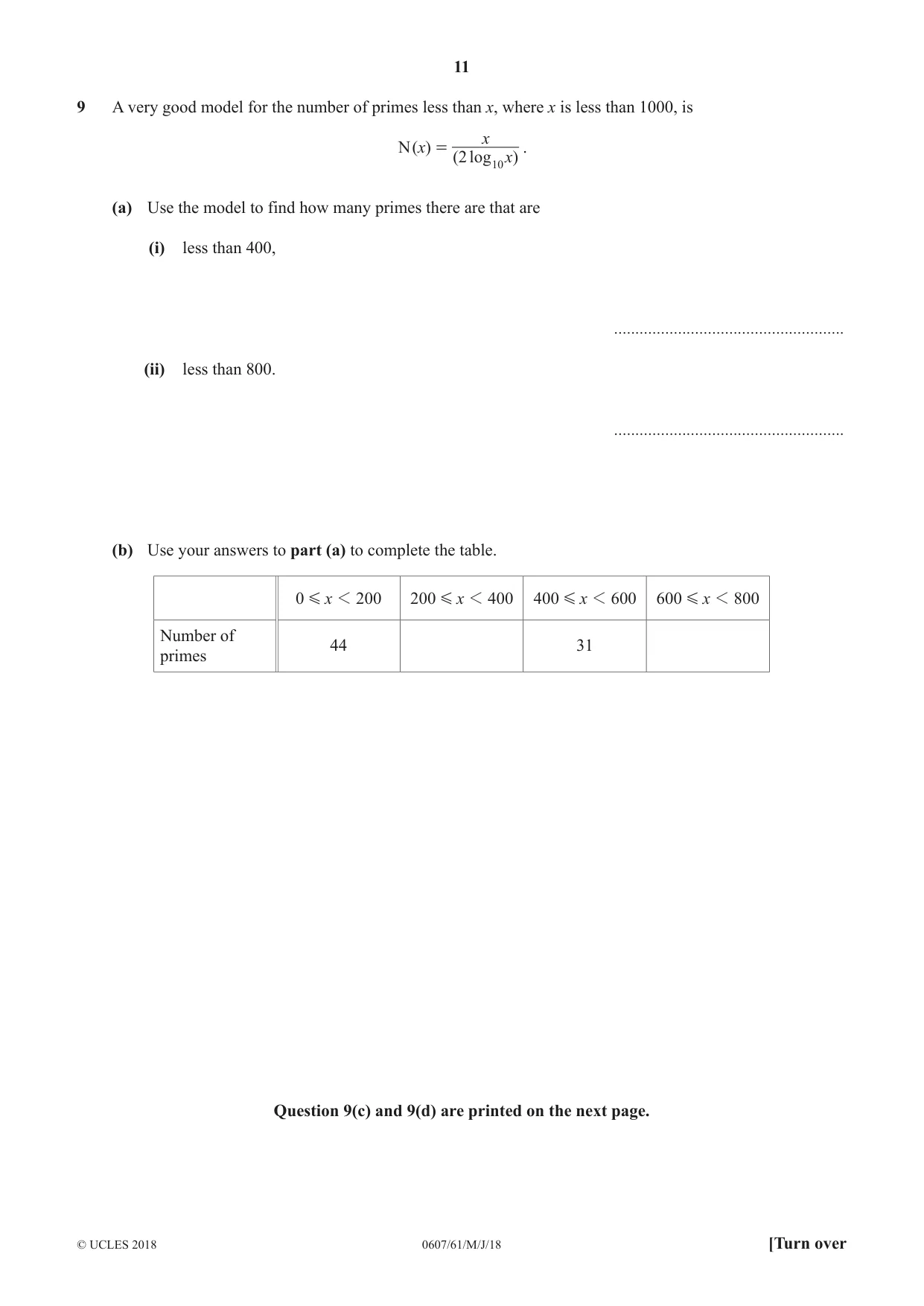 Cambridge IGCSE Mathematics - International 0607 2018 May/June Paper 6 · Variant 1 question paper, page 11 of 12
