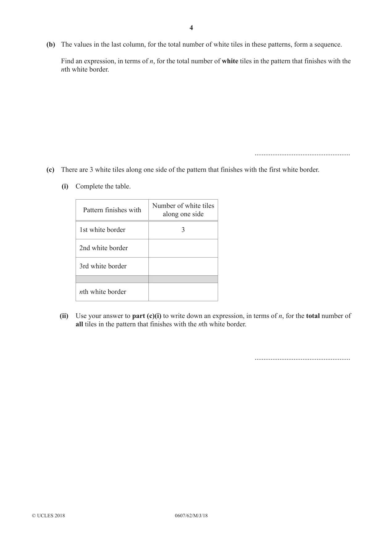 Cambridge IGCSE Mathematics - International 0607 2018 May/June Paper 6 · Variant 2 question paper, page 4 of 16