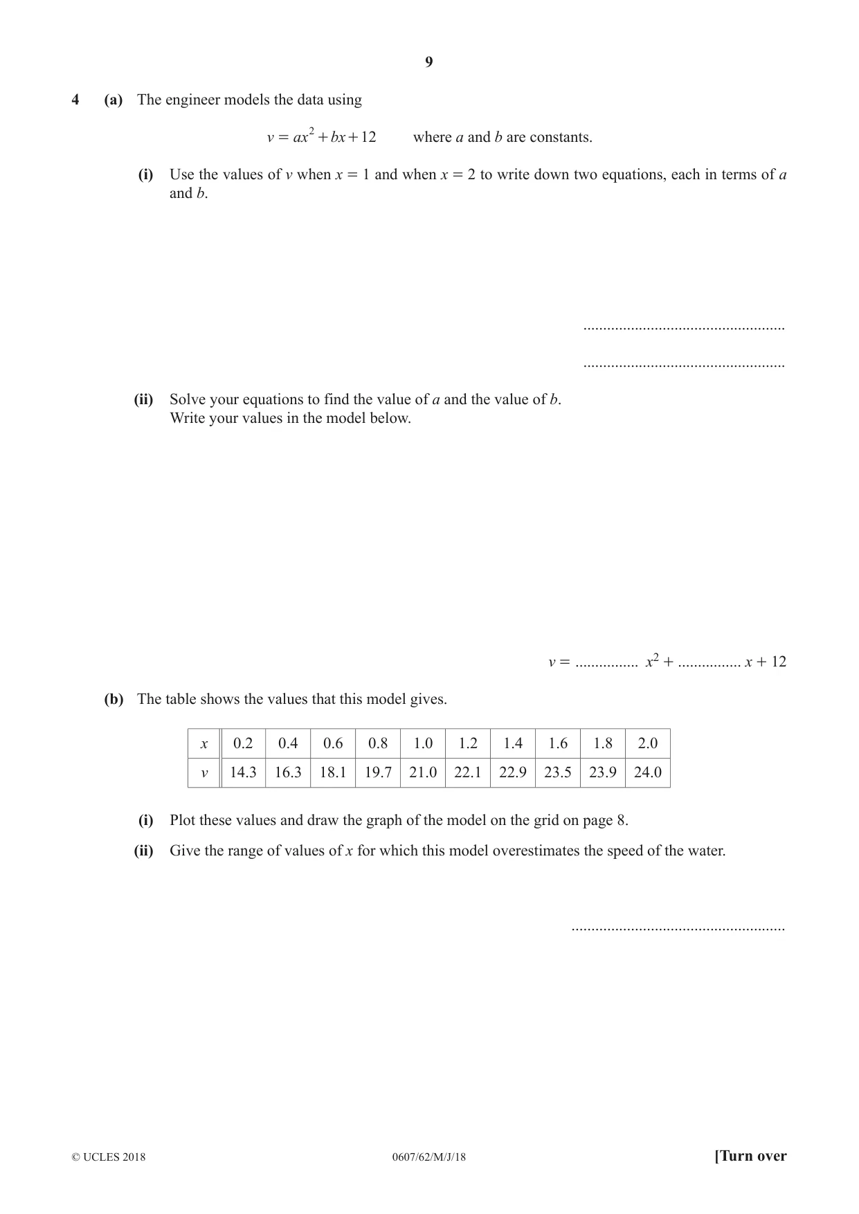 Cambridge IGCSE Mathematics - International 0607 2018 May/June Paper 6 · Variant 2 question paper, page 9 of 16