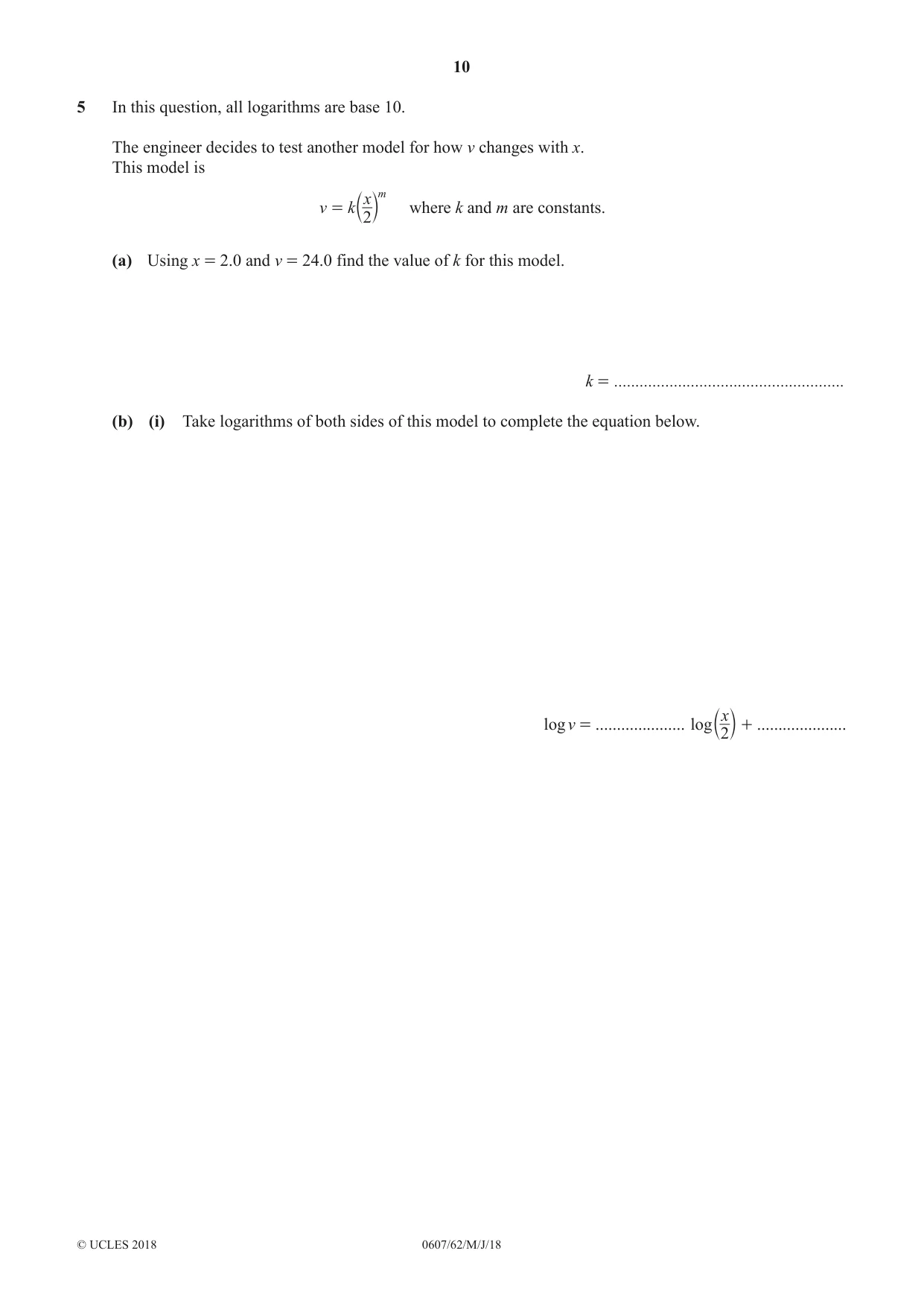 Cambridge IGCSE Mathematics - International 0607 2018 May/June Paper 6 · Variant 2 question paper, page 10 of 16
