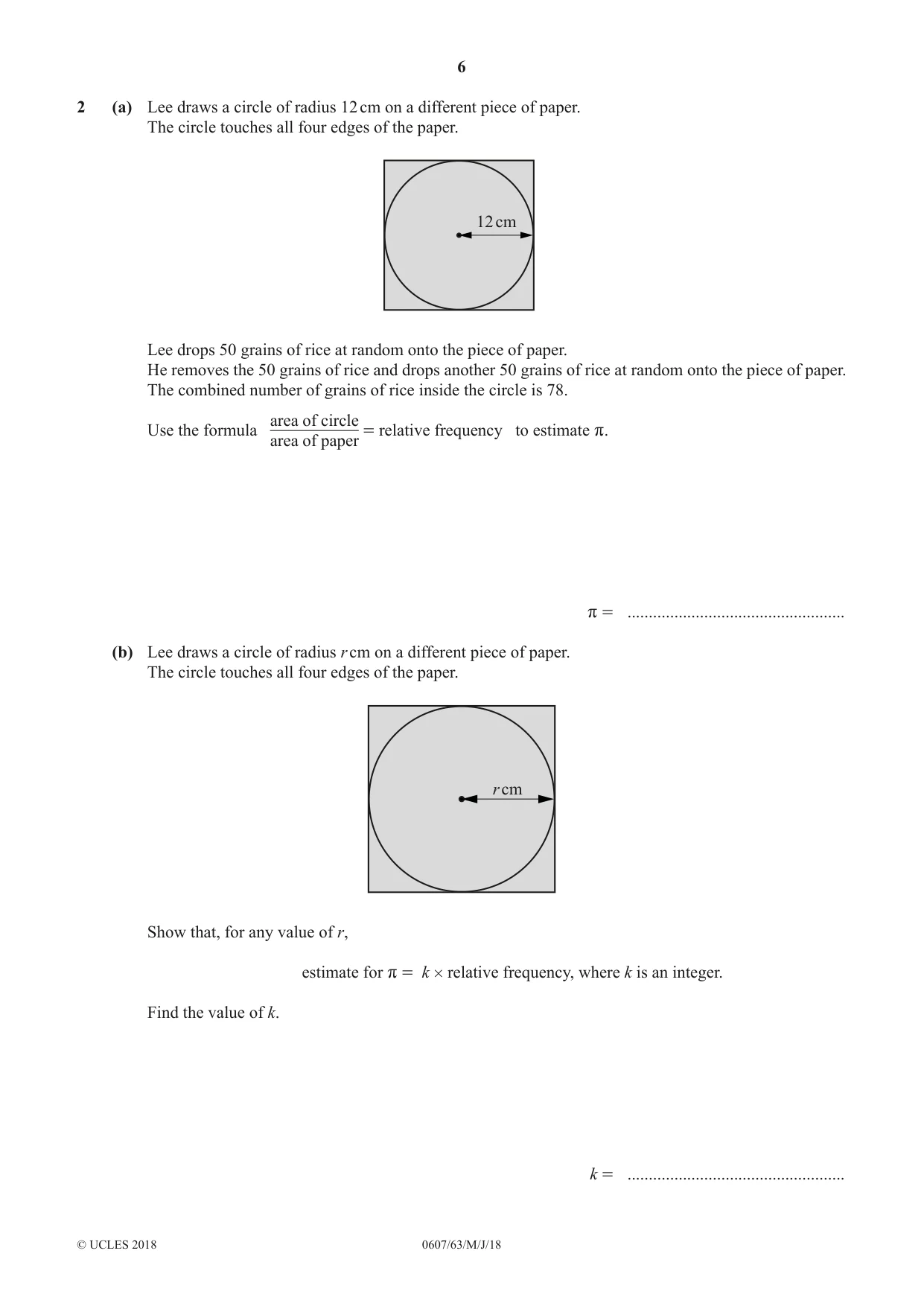 Cambridge IGCSE Mathematics - International 0607 2018 May/June Paper 6 · Variant 3 question paper, page 6 of 16