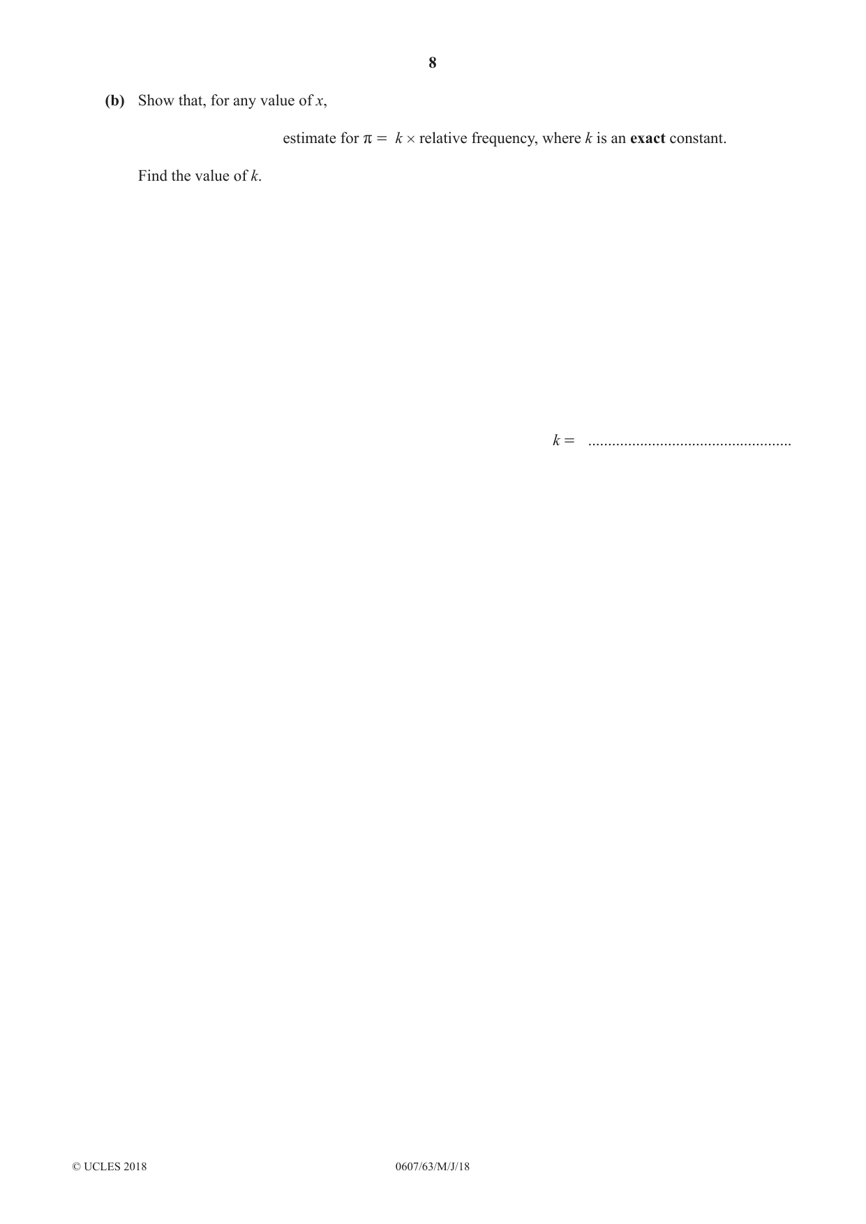 Cambridge IGCSE Mathematics - International 0607 2018 May/June Paper 6 · Variant 3 question paper, page 8 of 16