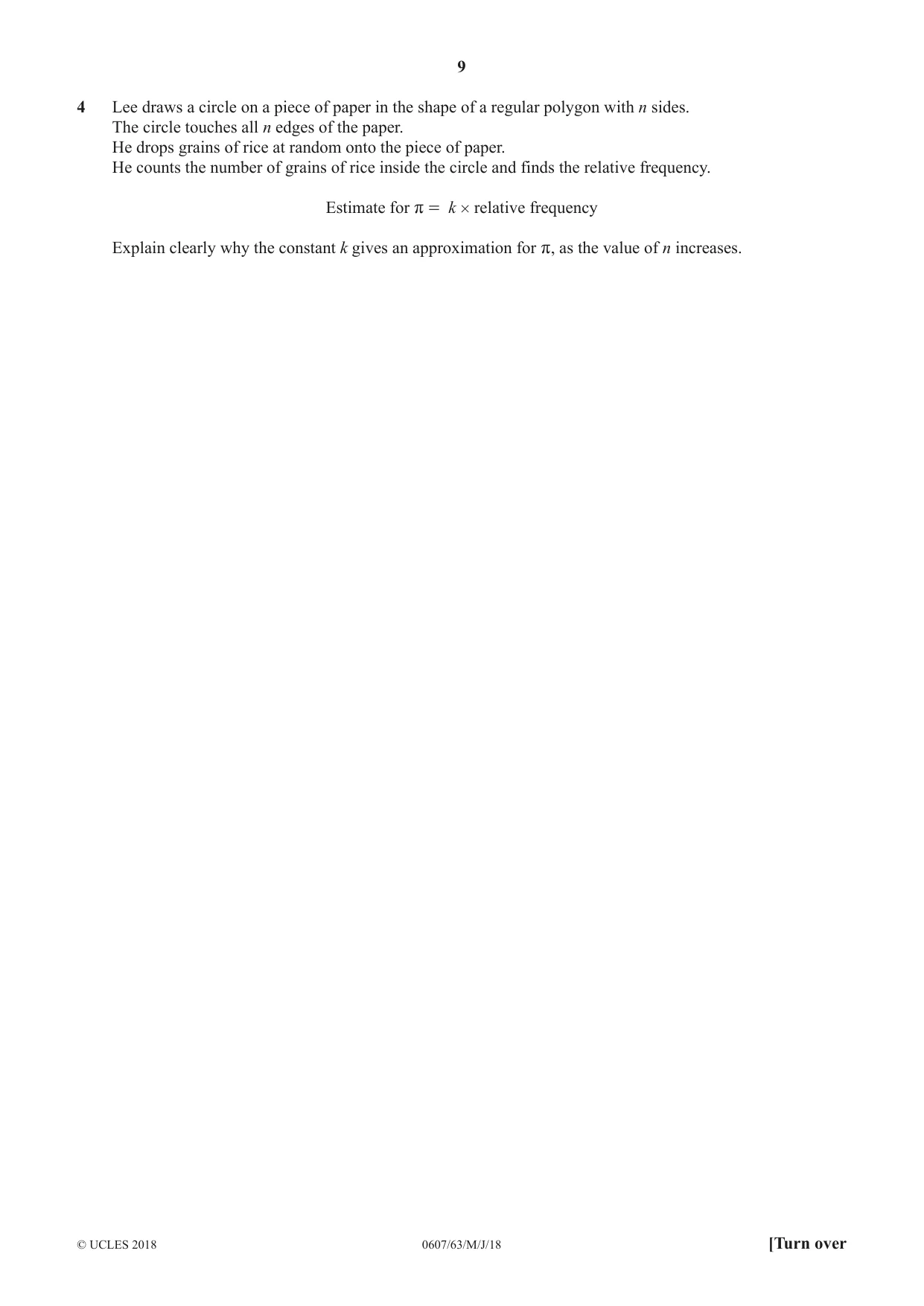 Cambridge IGCSE Mathematics - International 0607 2018 May/June Paper 6 · Variant 3 question paper, page 9 of 16