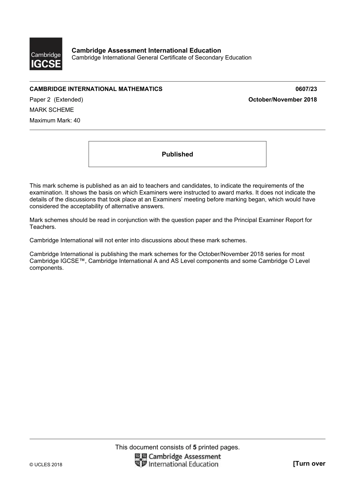 Mark scheme, page 1 of 5