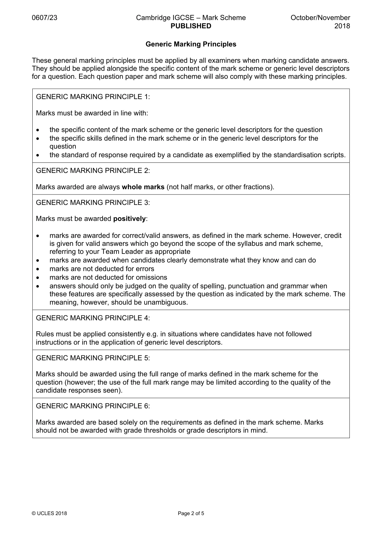 Mark scheme, page 2 of 5