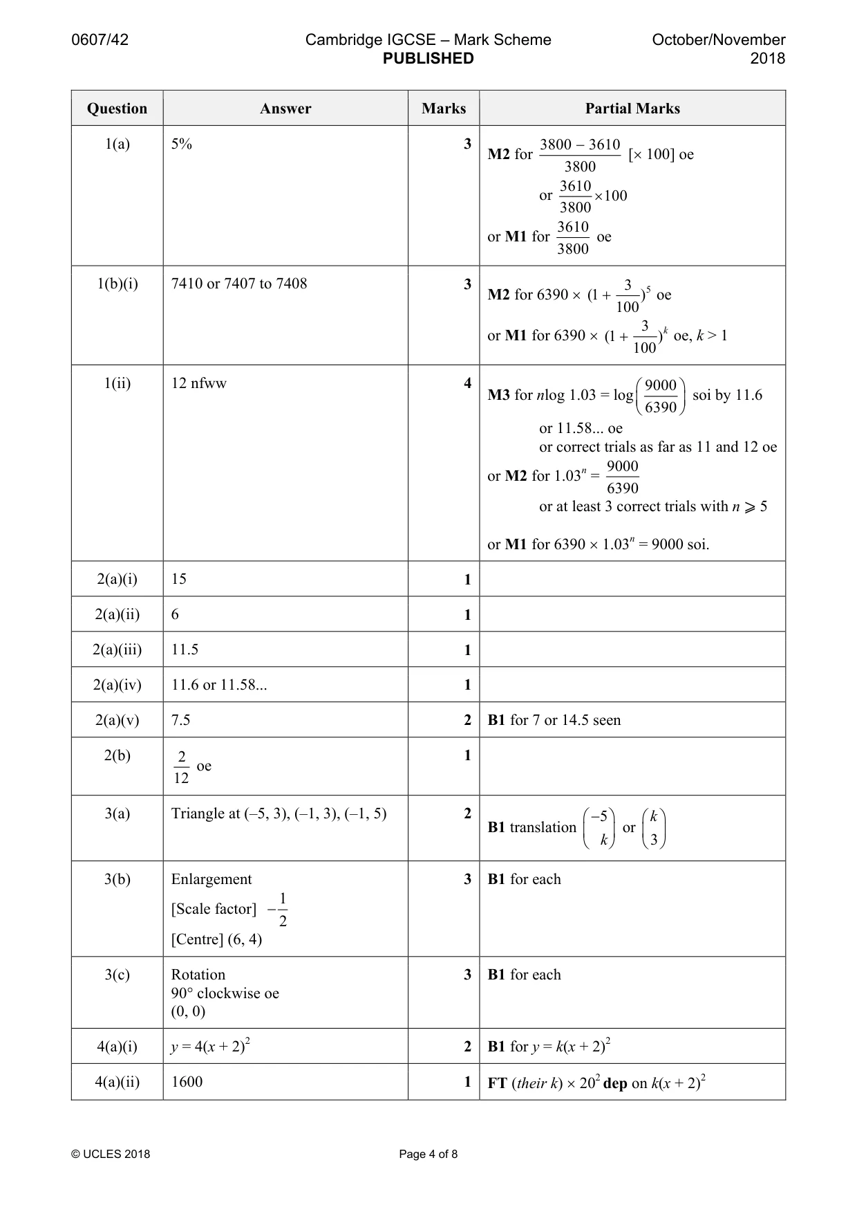 Mark scheme, page 4 of 8