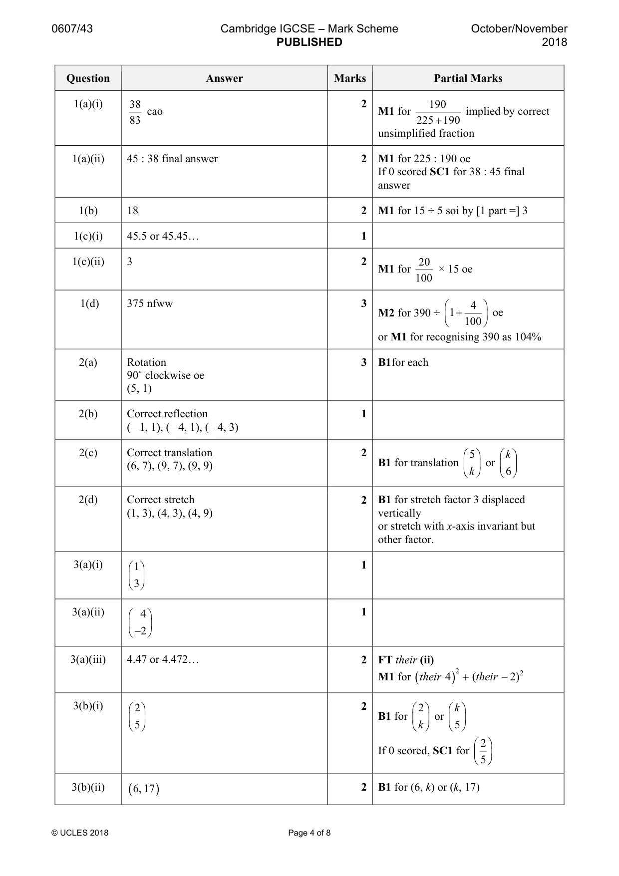 Mark scheme, page 4 of 8