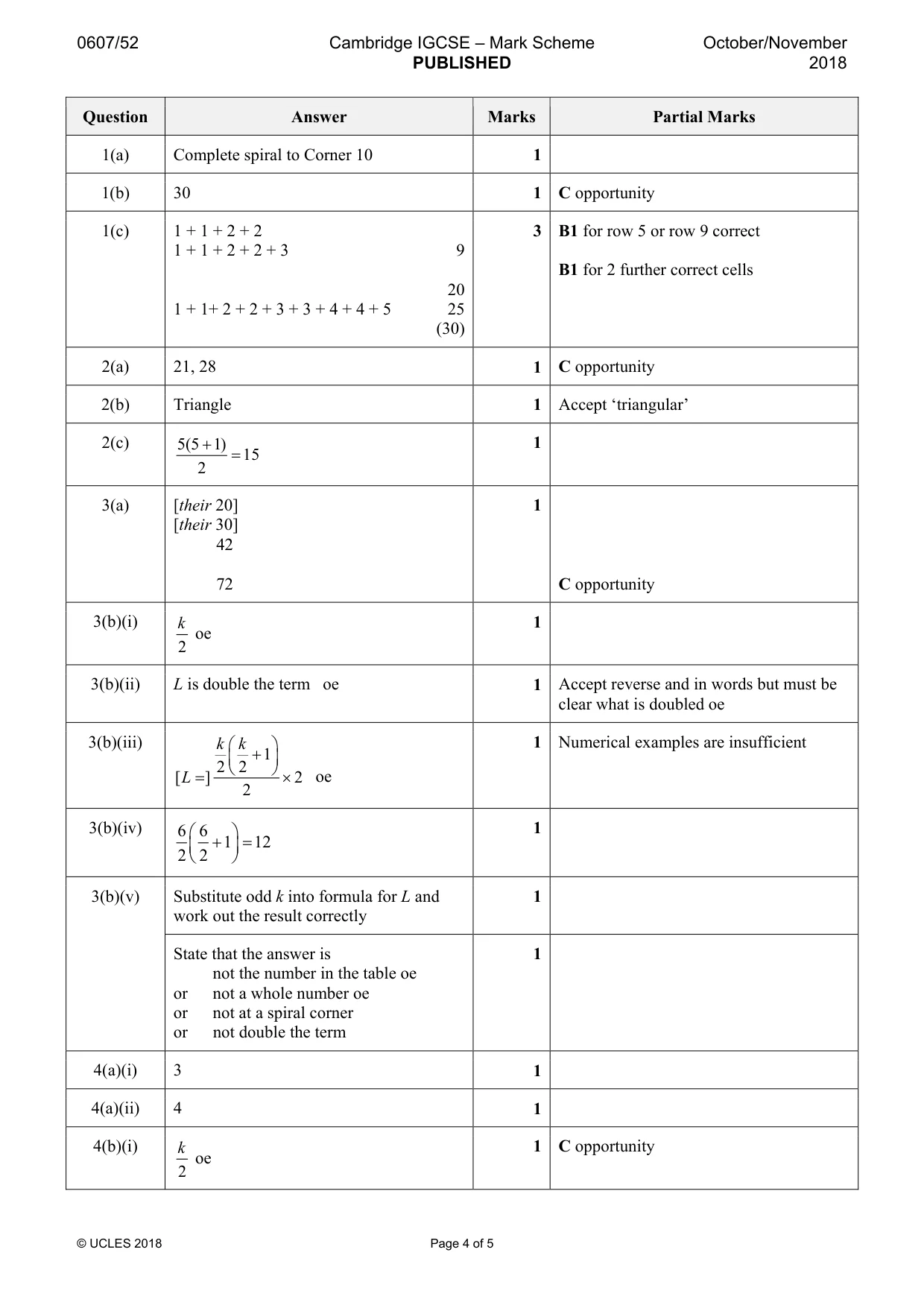 Mark scheme, page 4 of 5