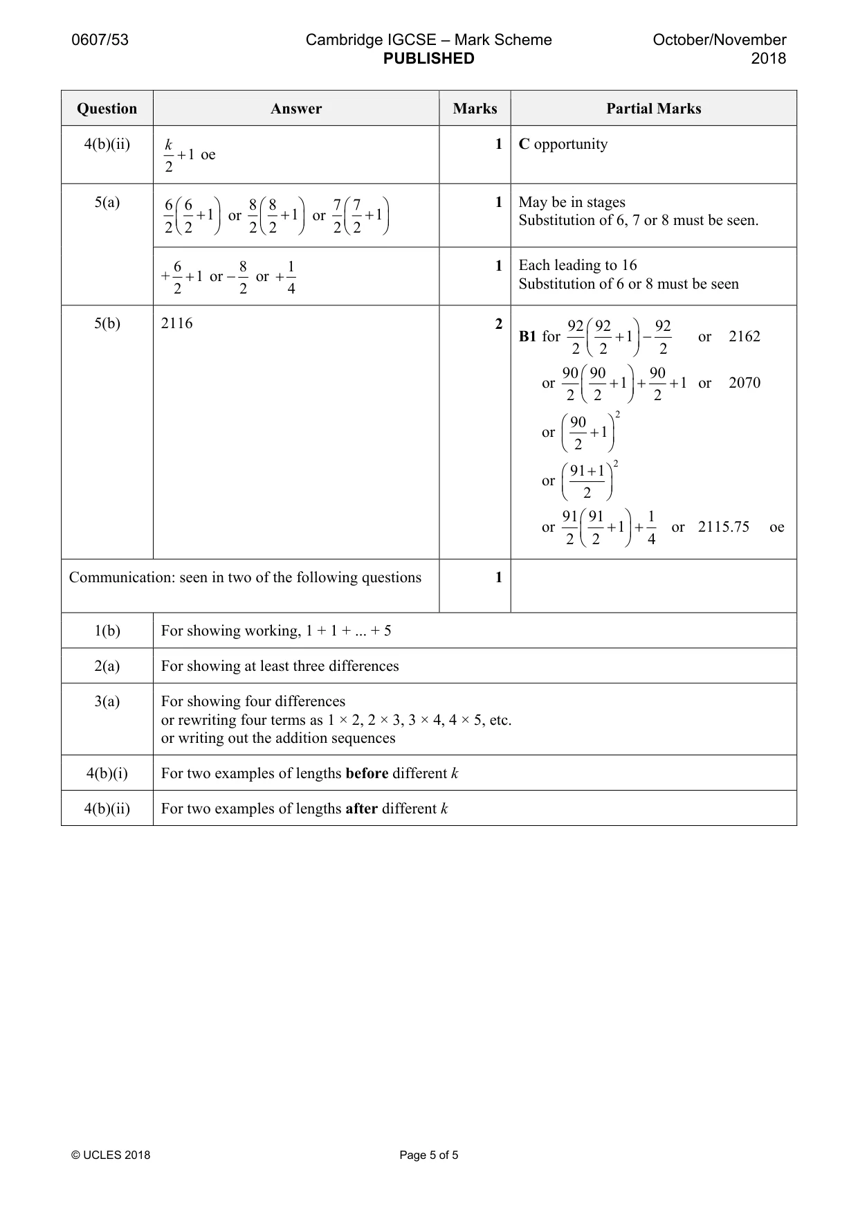 Mark scheme, page 5 of 5