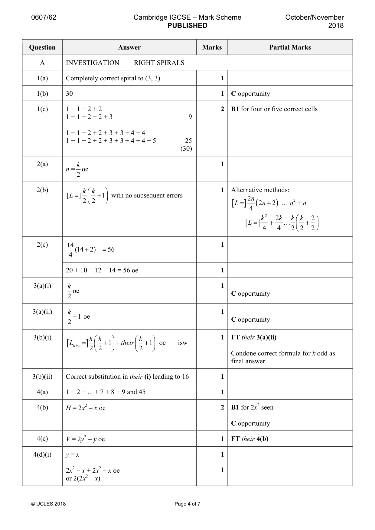 Mark scheme, page 4 of 7