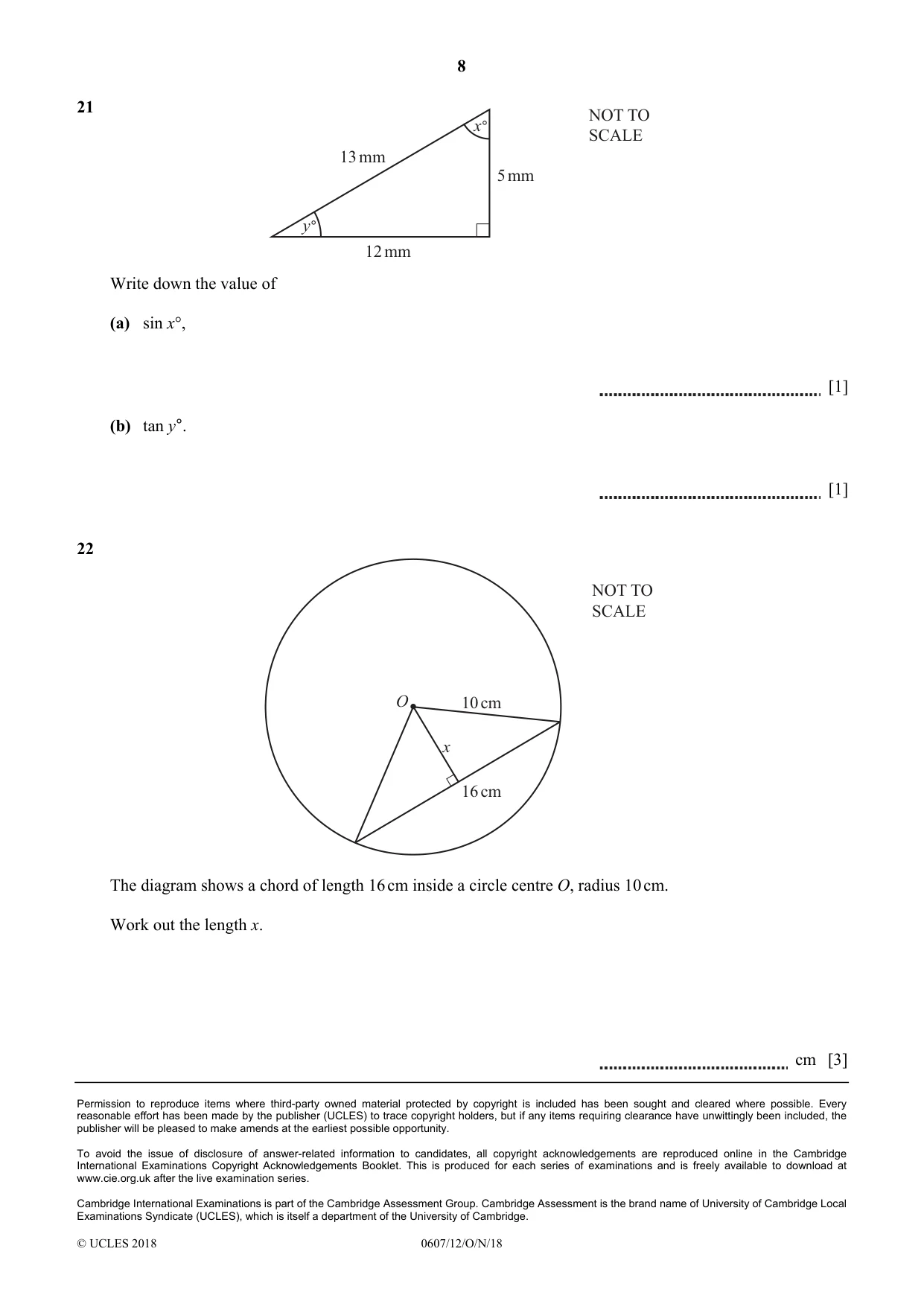 Cambridge IGCSE Mathematics - International 0607 2018 Oct/Nov Paper 1 · Variant 2 question paper, page 8 of 8