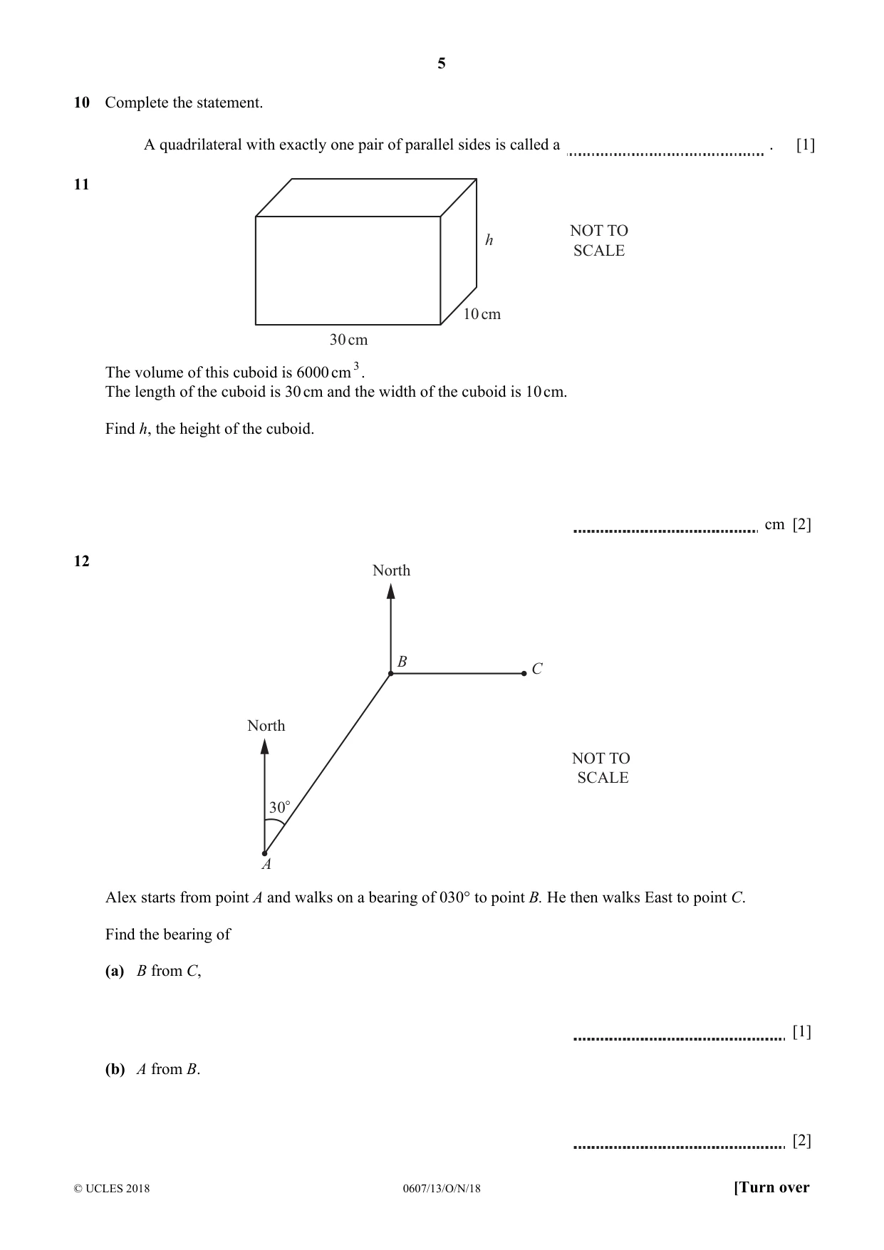 Cambridge IGCSE Mathematics - International 0607 2018 Oct/Nov Paper 1 · Variant 3 question paper, page 5 of 8