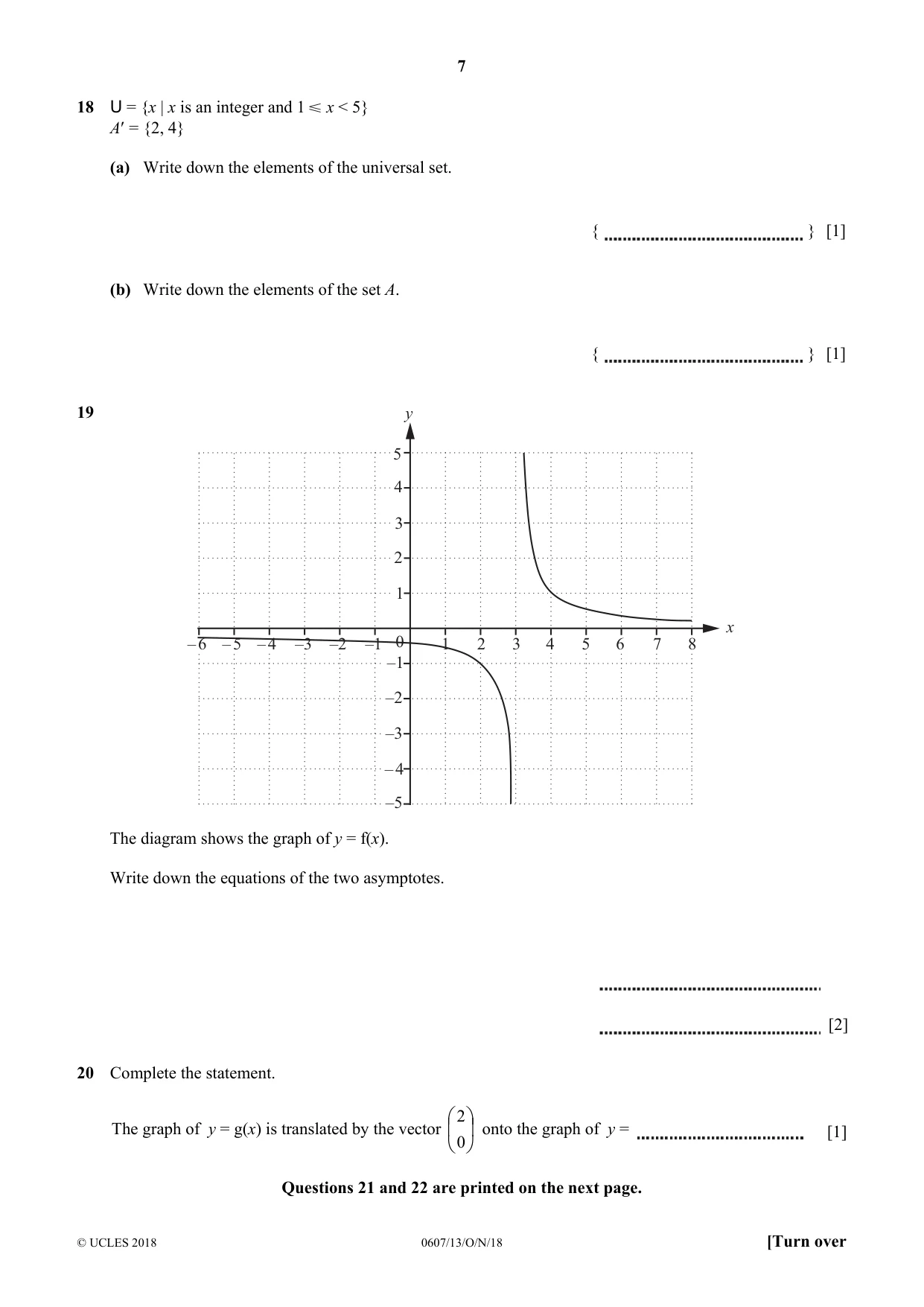 Cambridge IGCSE Mathematics - International 0607 2018 Oct/Nov Paper 1 · Variant 3 question paper, page 7 of 8
