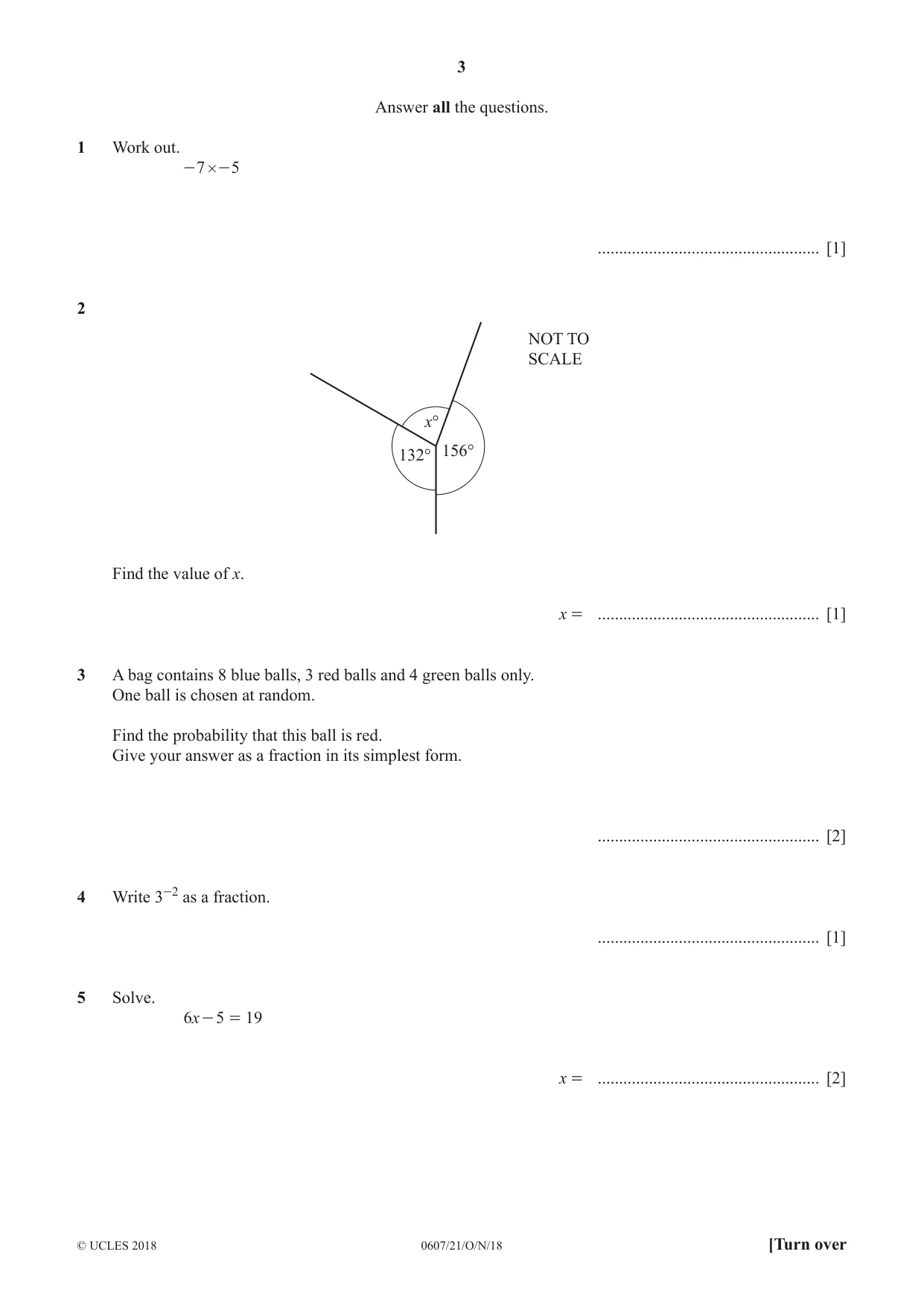 Cambridge IGCSE Mathematics - International 0607 2018 Oct/Nov Paper 2 · Variant 1 question paper, page 3 of 8