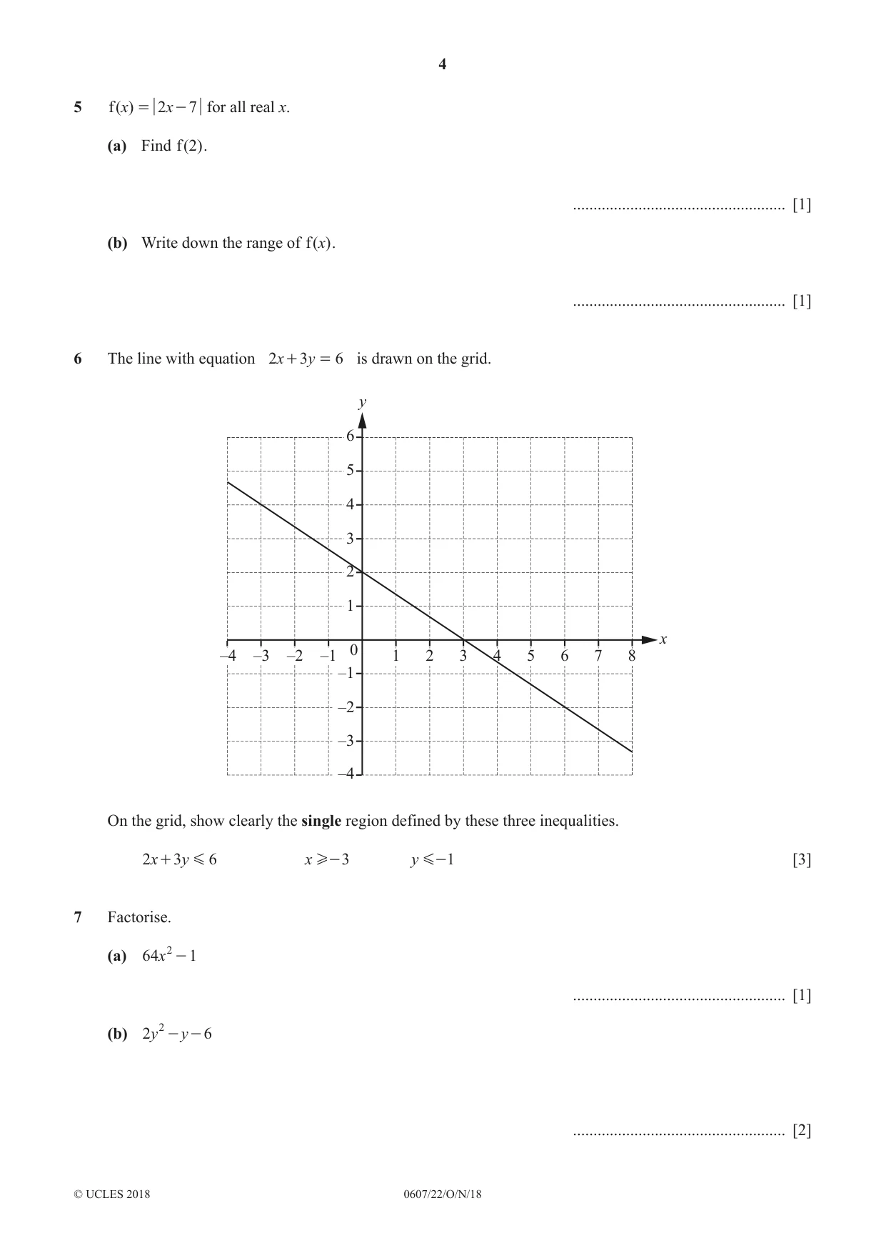 Cambridge IGCSE Mathematics - International 0607 2018 Oct/Nov Paper 2 · Variant 2 question paper, page 4 of 8