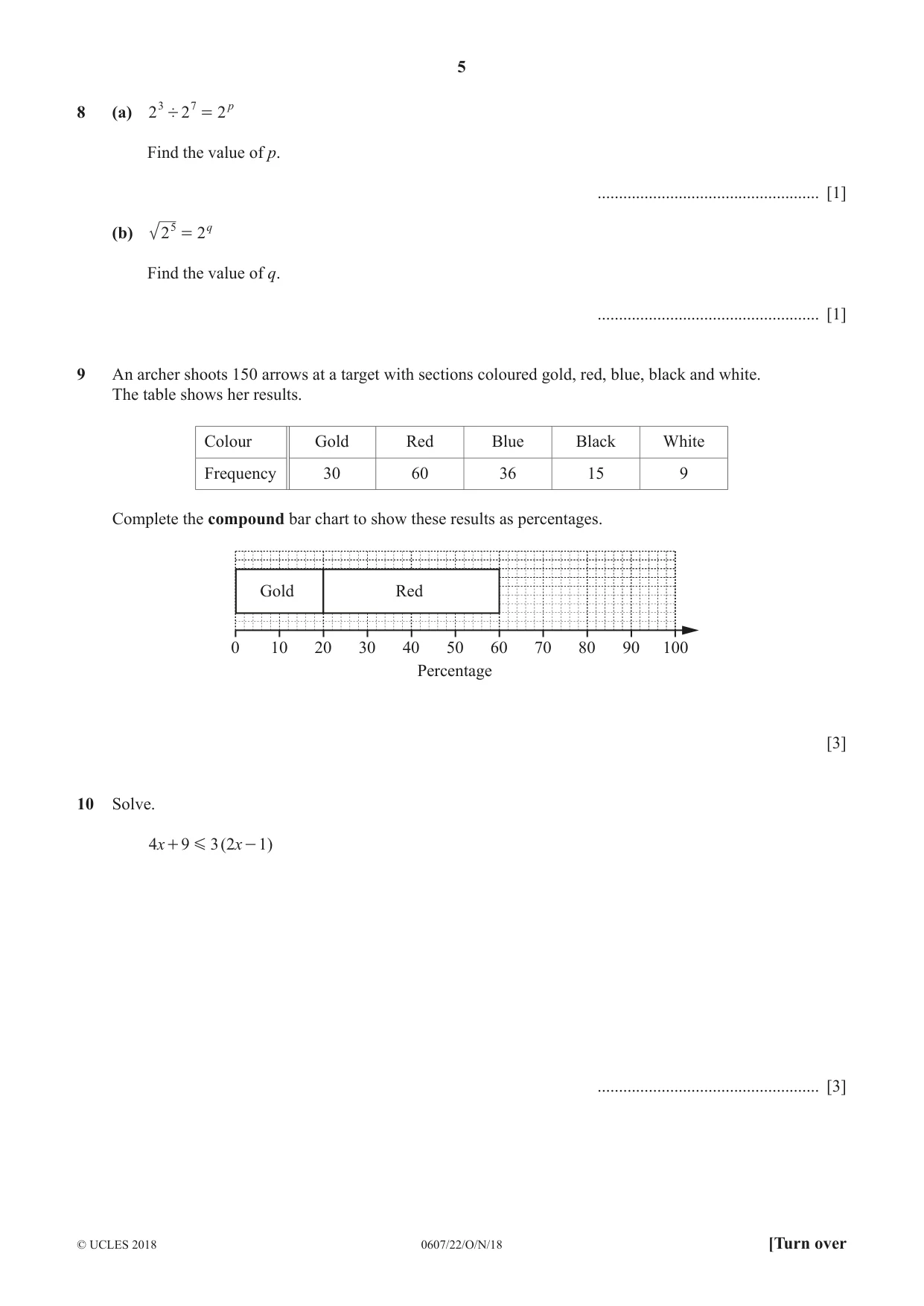 Cambridge IGCSE Mathematics - International 0607 2018 Oct/Nov Paper 2 · Variant 2 question paper, page 5 of 8