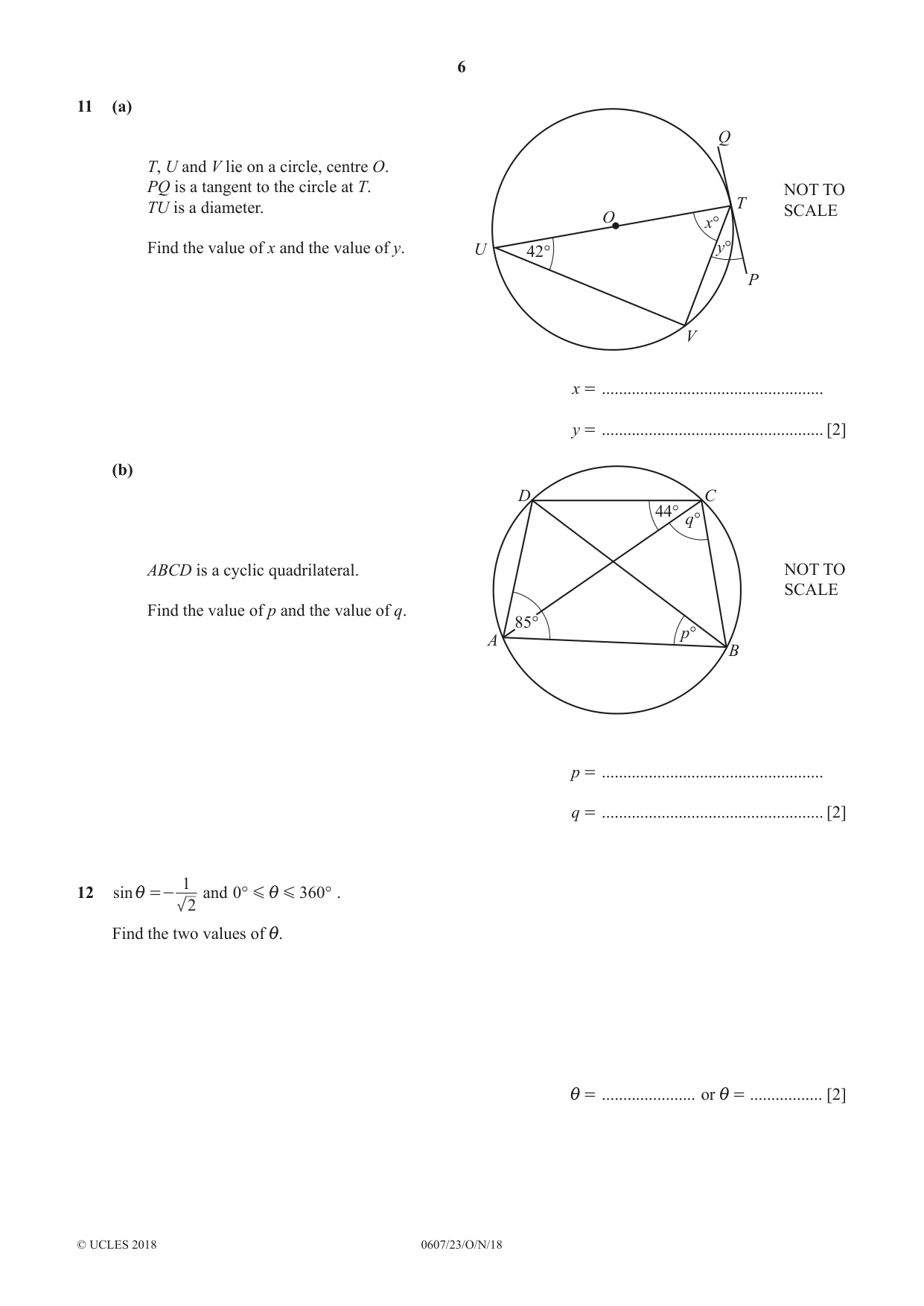 Cambridge IGCSE Mathematics - International 0607 2018 Oct/Nov Paper 2 · Variant 3 question paper, page 6 of 8