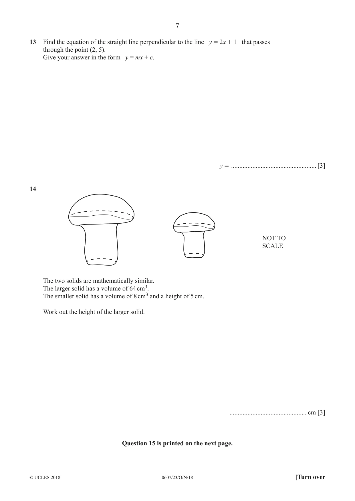 Cambridge IGCSE Mathematics - International 0607 2018 Oct/Nov Paper 2 · Variant 3 question paper, page 7 of 8