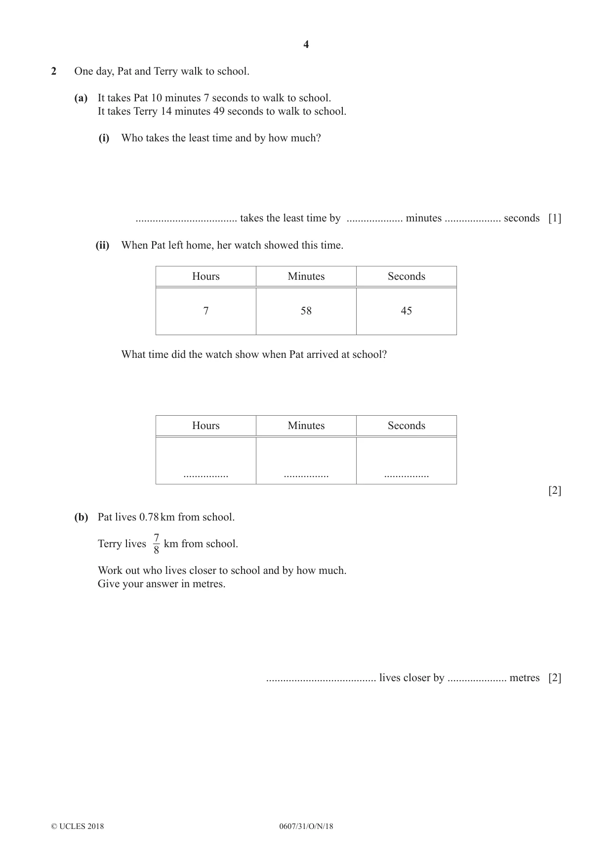 Cambridge IGCSE Mathematics - International 0607 2018 Oct/Nov Paper 3 · Variant 1 question paper, page 4 of 16