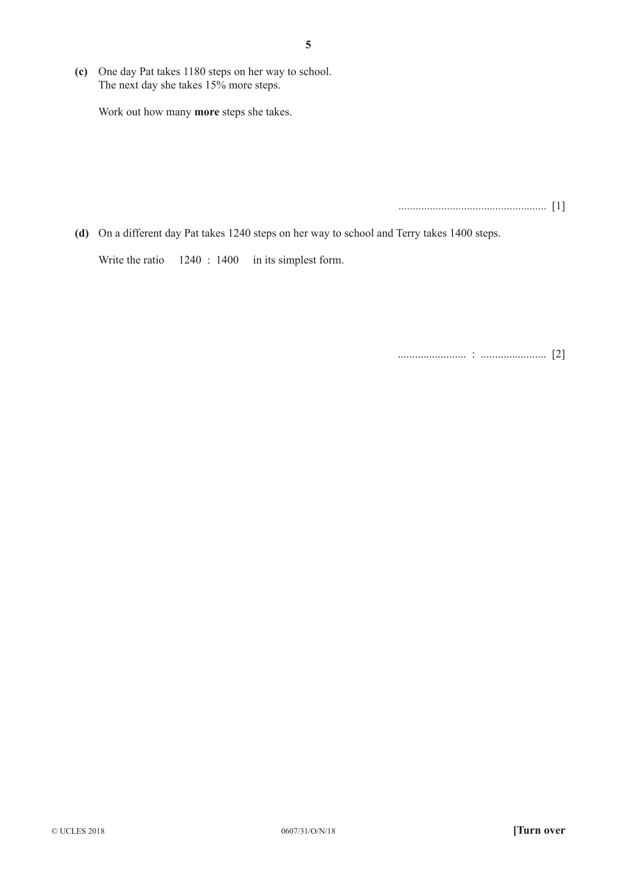 Cambridge IGCSE Mathematics - International 0607 2018 Oct/Nov Paper 3 · Variant 1 question paper, page 5 of 16