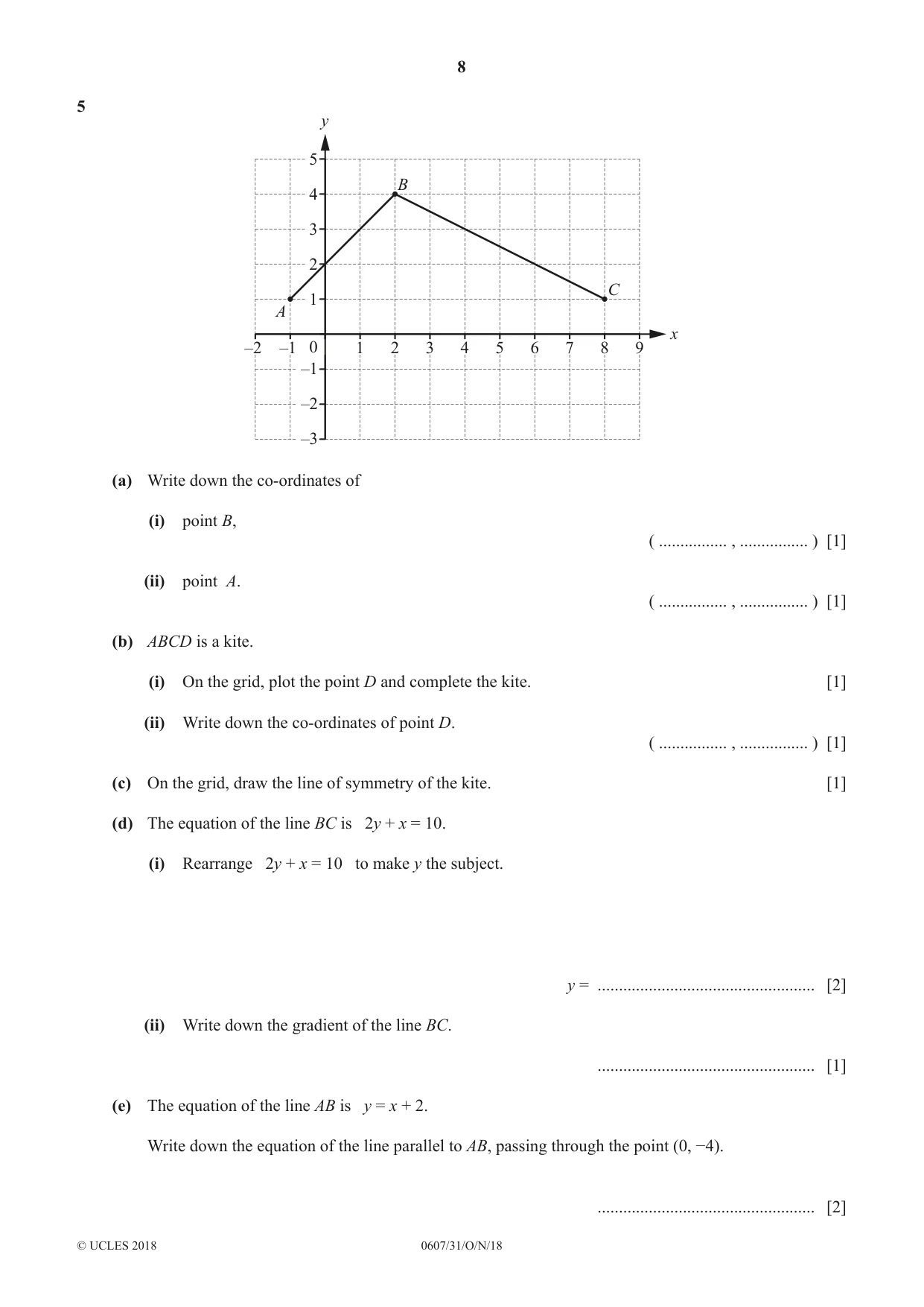 Cambridge IGCSE Mathematics - International 0607 2018 Oct/Nov Paper 3 · Variant 1 question paper, page 8 of 16