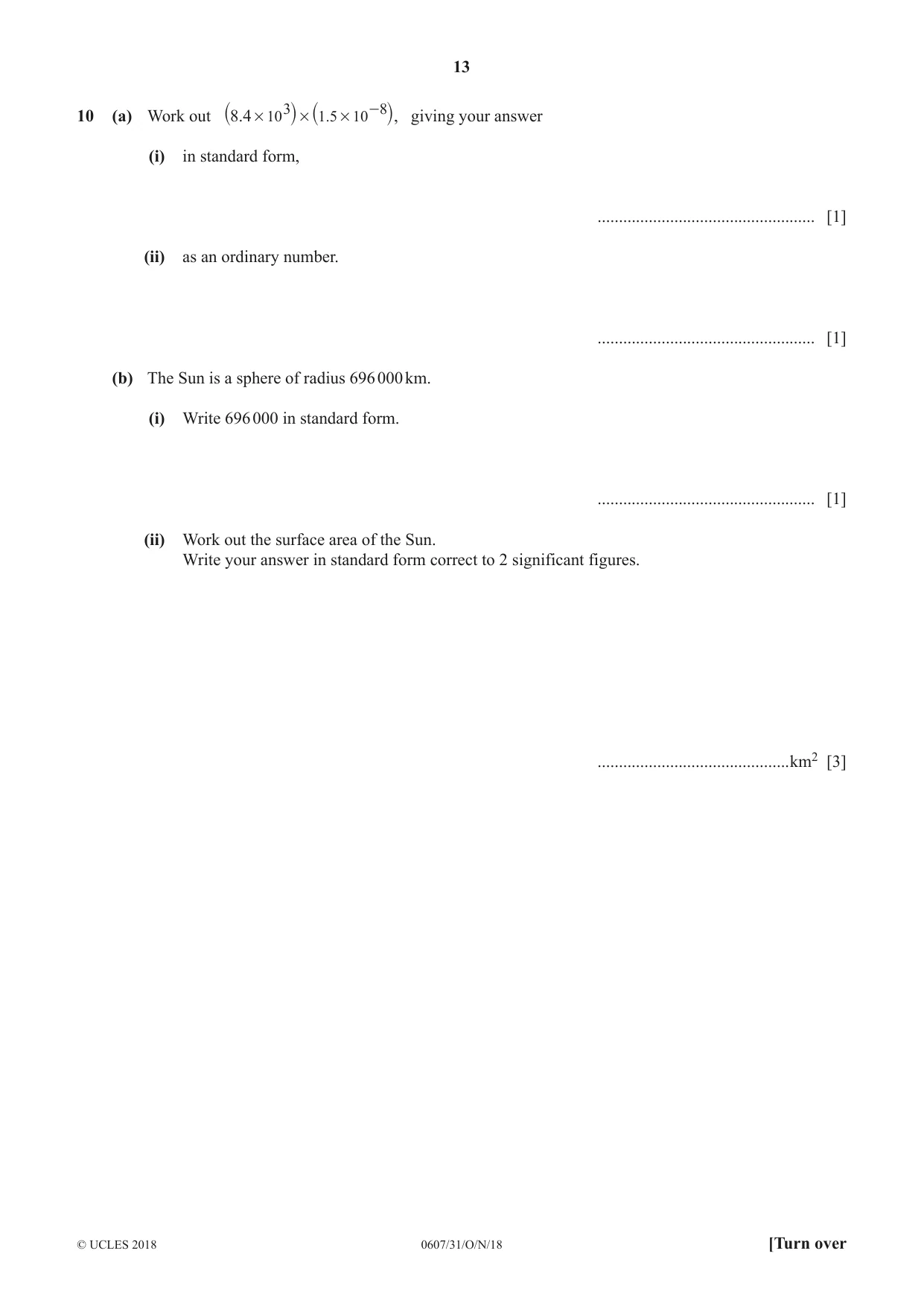 Cambridge IGCSE Mathematics - International 0607 2018 Oct/Nov Paper 3 · Variant 1 question paper, page 13 of 16