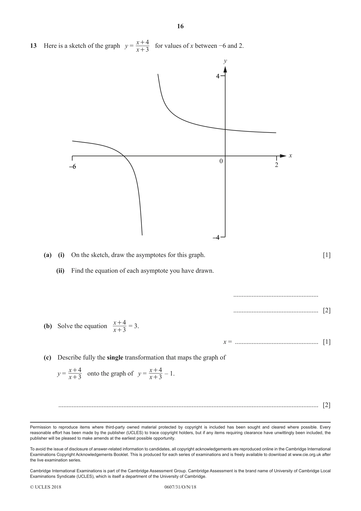 Cambridge IGCSE Mathematics - International 0607 2018 Oct/Nov Paper 3 · Variant 1 question paper, page 16 of 16